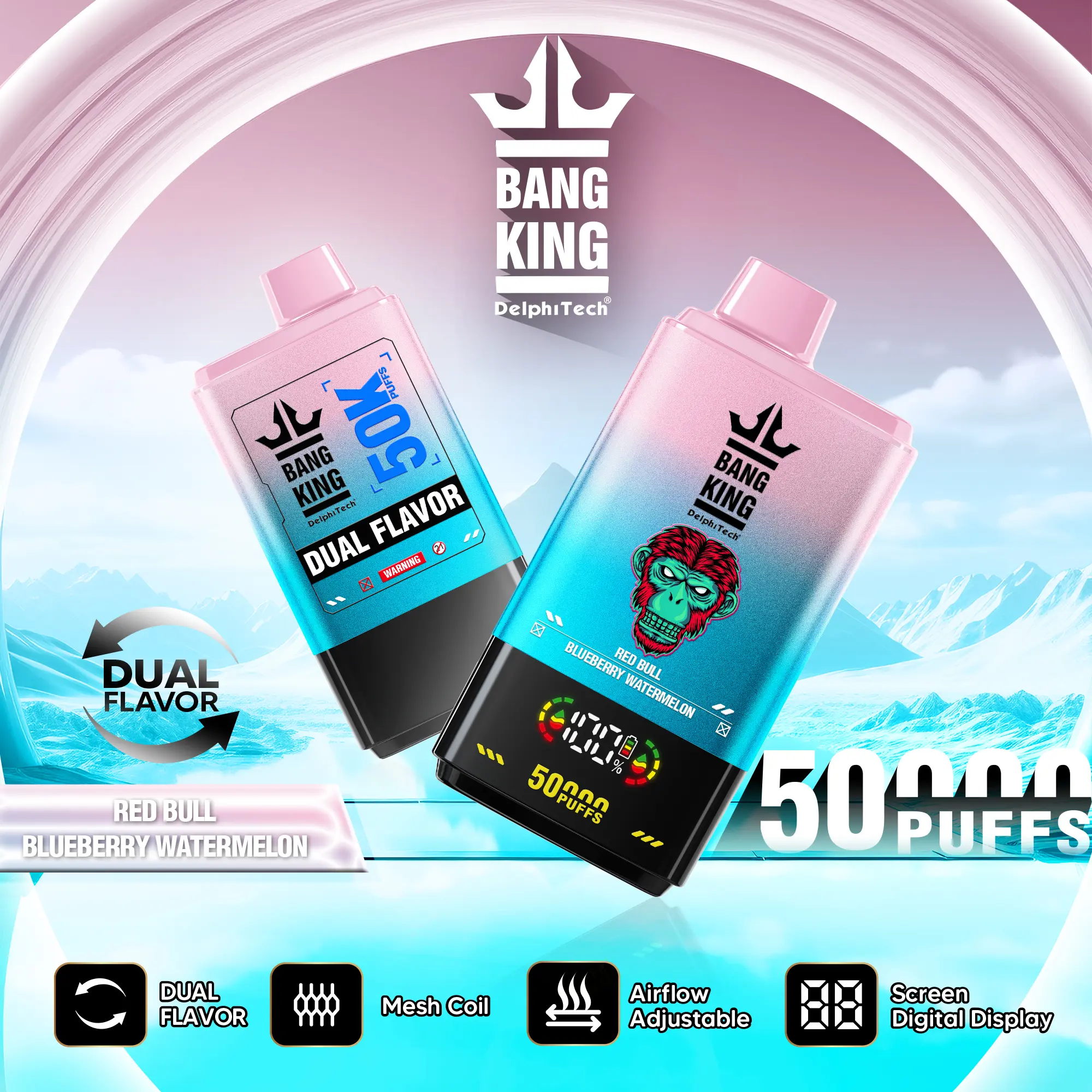Bang King 50000 50k Puffs 2% 3% 5% Nicotine Double Taste LCD Display Disposable Vape - Image 20