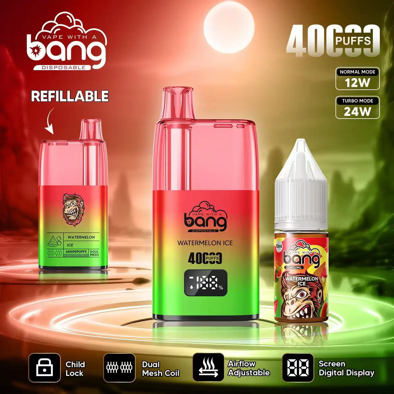 Bang 40000 40K Puffs LED Digital Display Screen Refillable Oil Vape - Image 4