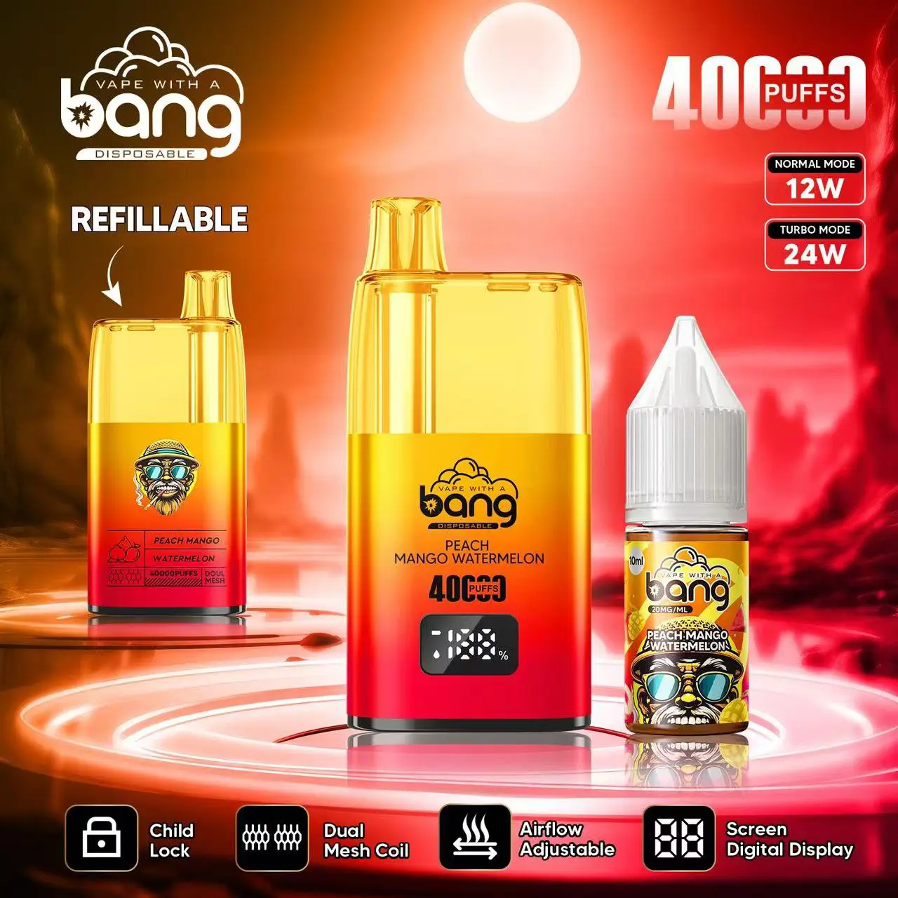 Bang 40000 40K Puffs LED Digital Display Screen Refillable Oil Vape - Image 16