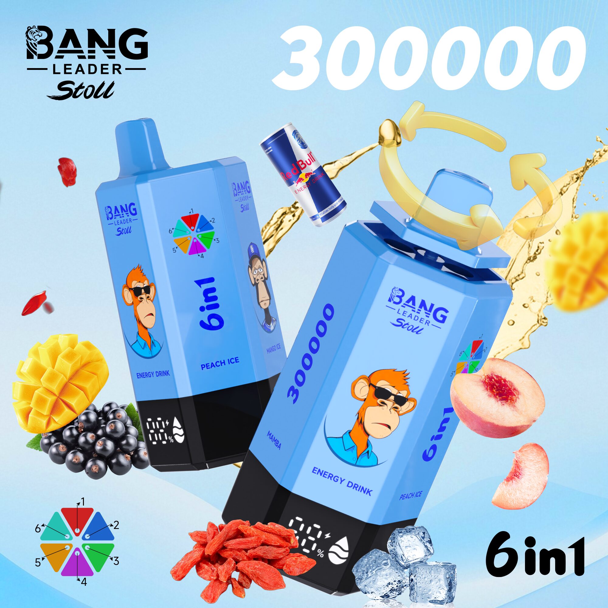 Bang Leader 300K 300000 Puffs 6-in-1 Flavors Rechargeable LED Display Disposable Vape - Image 21