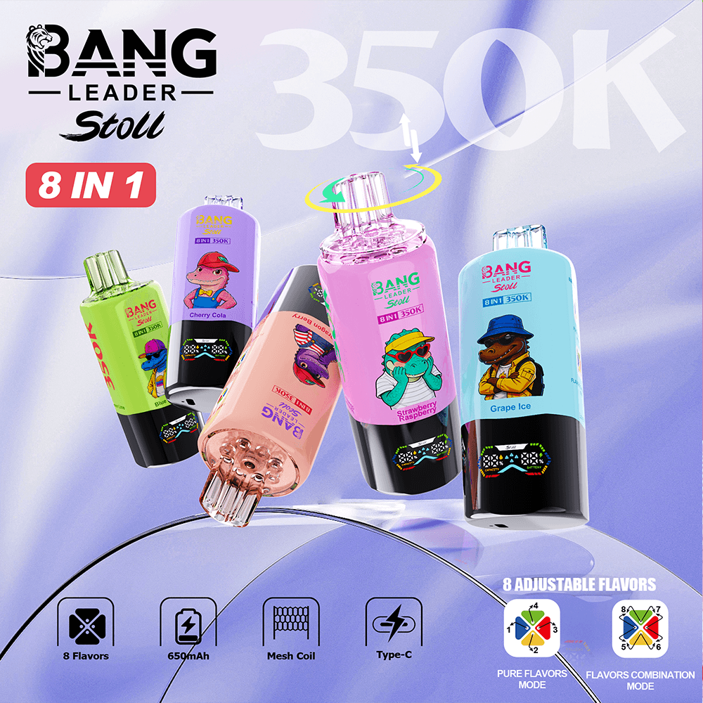 Bang Leader Stoll 350K Disposable Vape – 350,000 Puffs 4-in-1 Flavor Chamber Blended 8 Flavor Experience Rechargeable Vape - BangVapes
