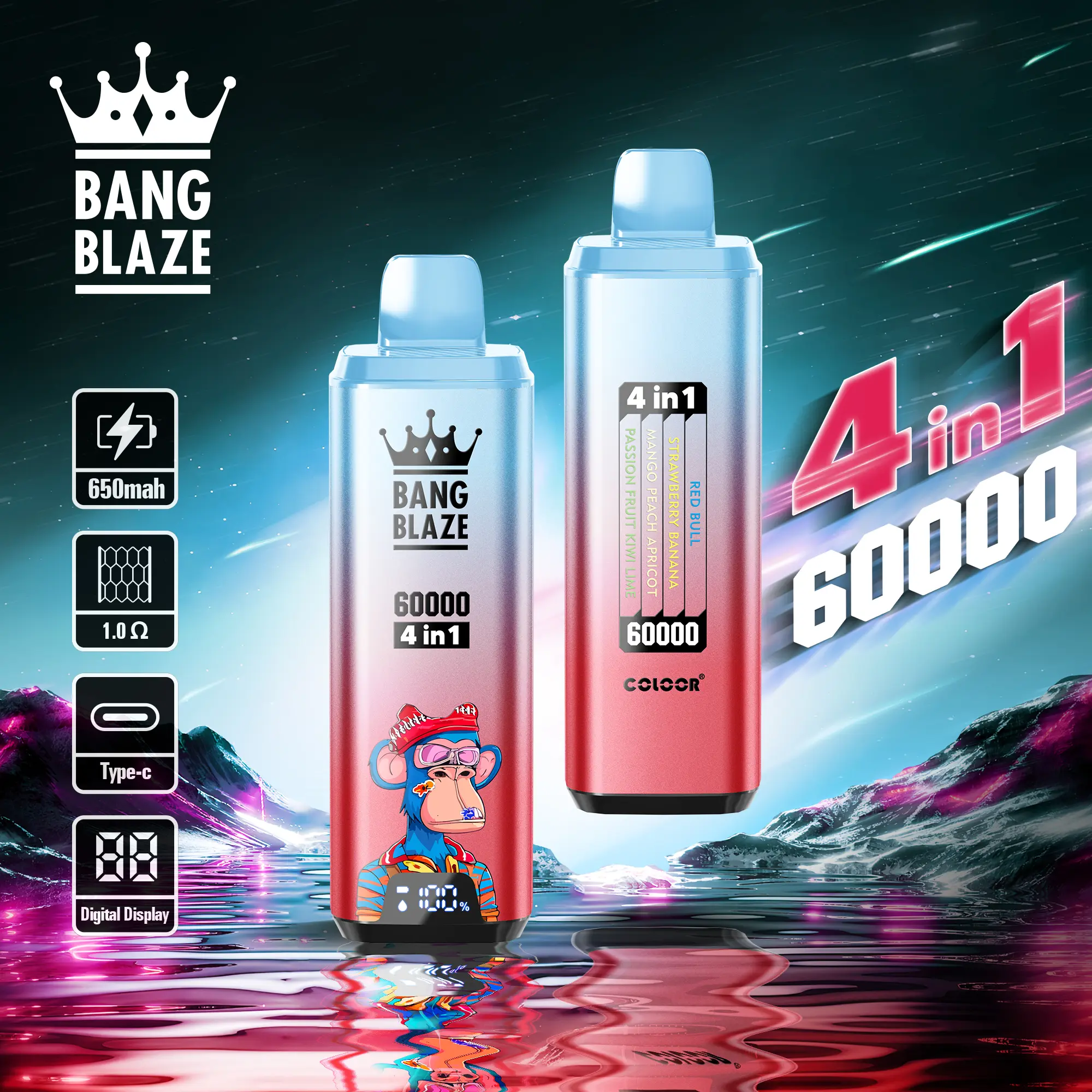 Bang Blaze 60000 60k Puffs 4 in 1 Flavors Newest Original Rechargeable LCD Display Disposable Vape - Image 20