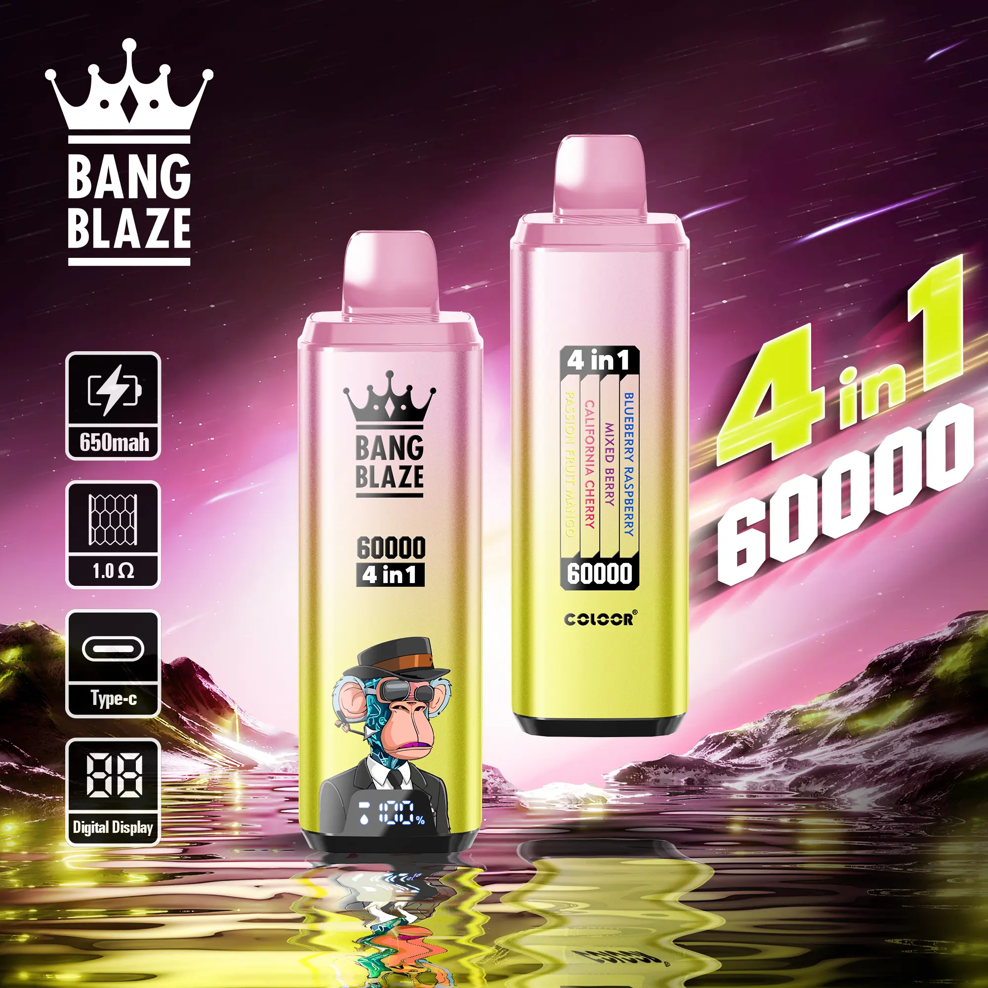 Bang Blaze 60000 60k Puffs 4 in 1 Flavors Newest Original Rechargeable LCD Display Disposable Vape - Image 22