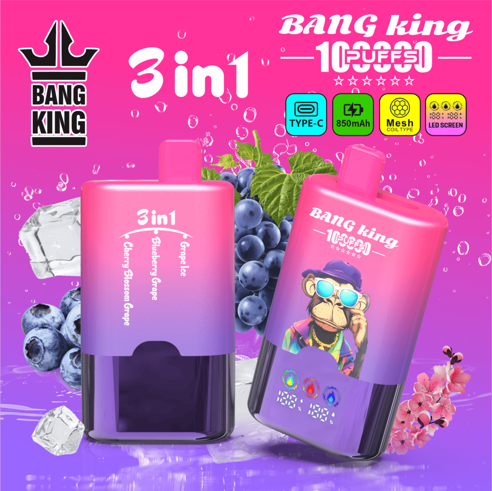 Bang King 100000 100K Puffs 3 In 1 Flavors Original Rechargeable LED Display Disposable Vape - Image 16