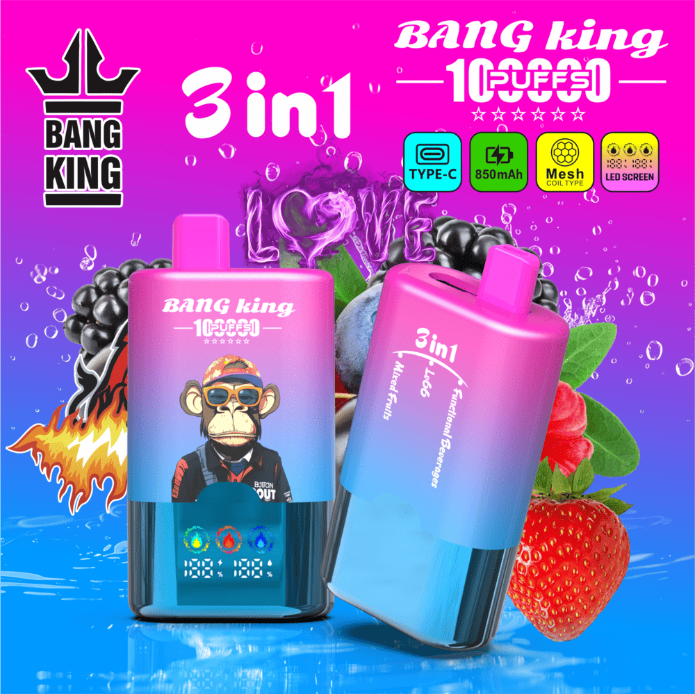 Bang King 100000 100K Puffs 3 In 1 Flavors Original Rechargeable LED Display Disposable Vape - Image 18