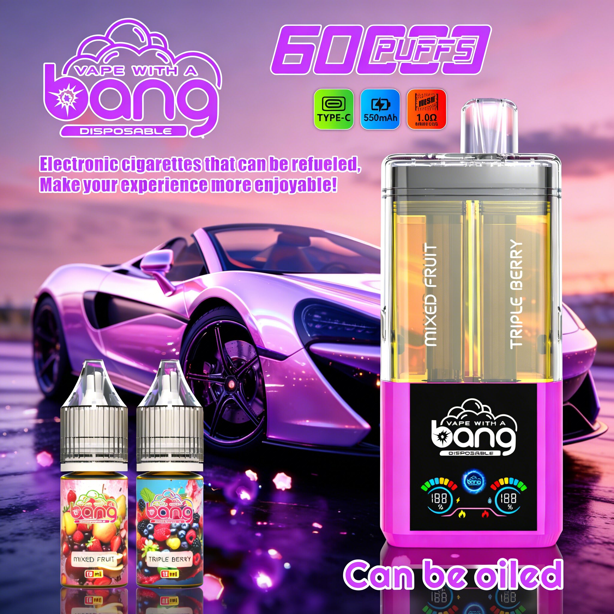 Bang 60K 60000 Puffs Dual Flavors Rechargeable Original Refillable Oil Vape - Image 13