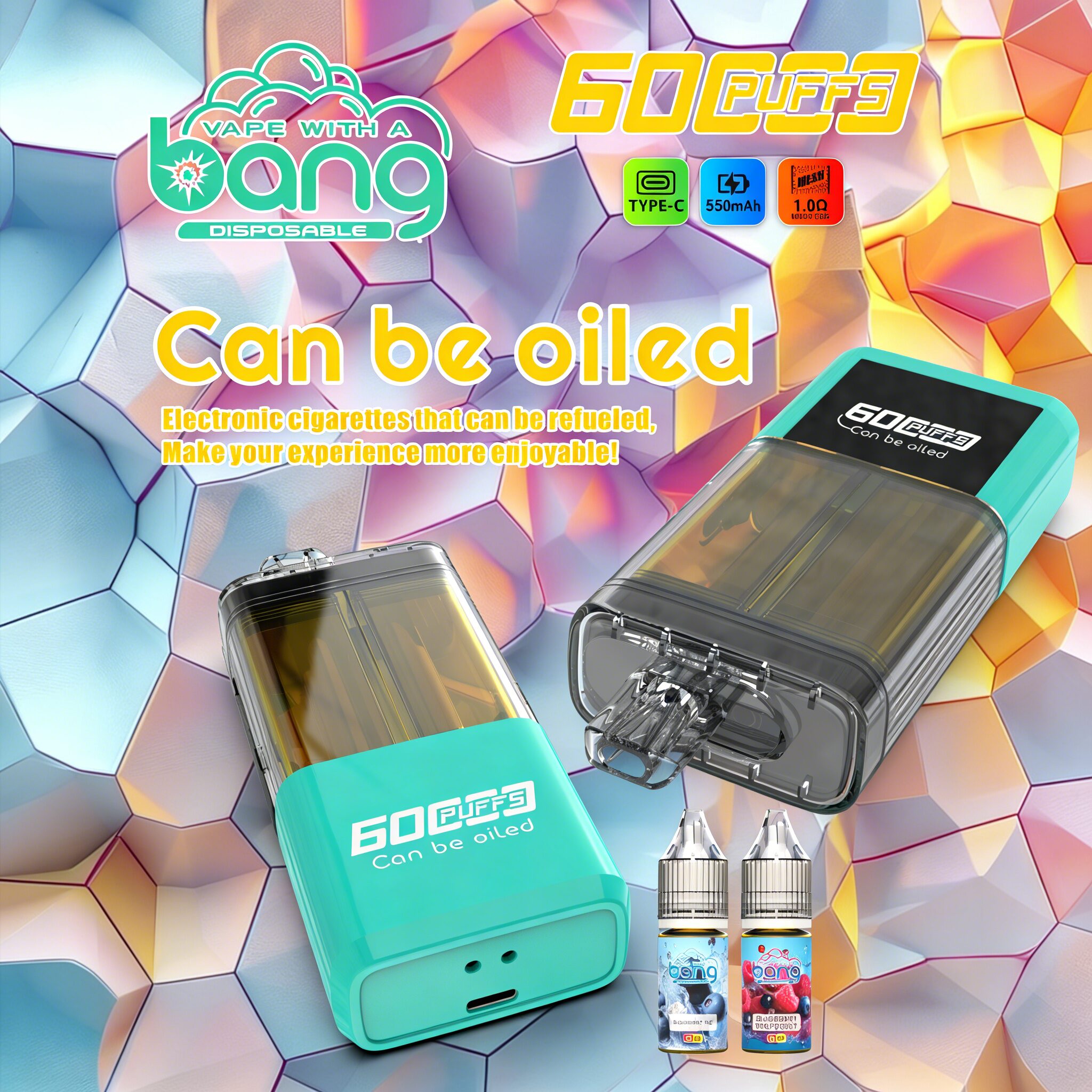 Bang 60K 60000 Puffs Dual Flavors Rechargeable Original Refillable Oil Vape - Image 5