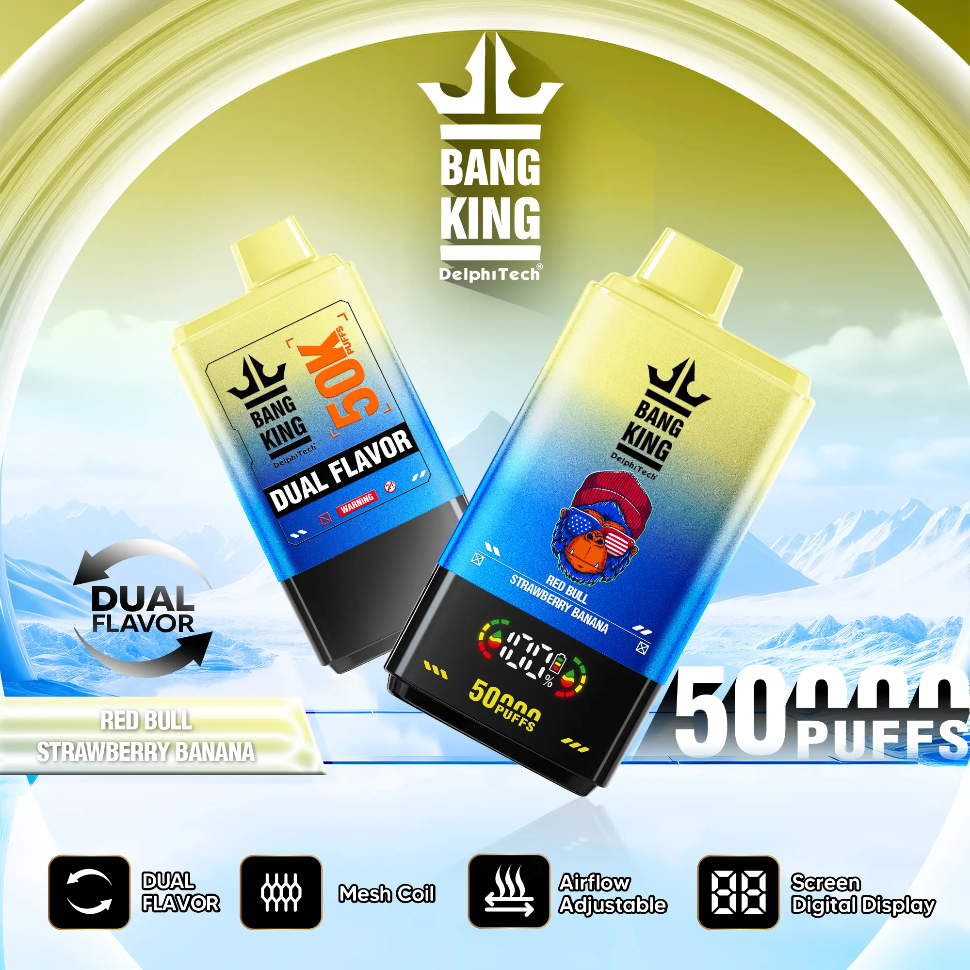 Bang King 50000 50k Puffs 2% 3% 5% Nicotine Double Taste LCD Display Disposable Vape - Image 18