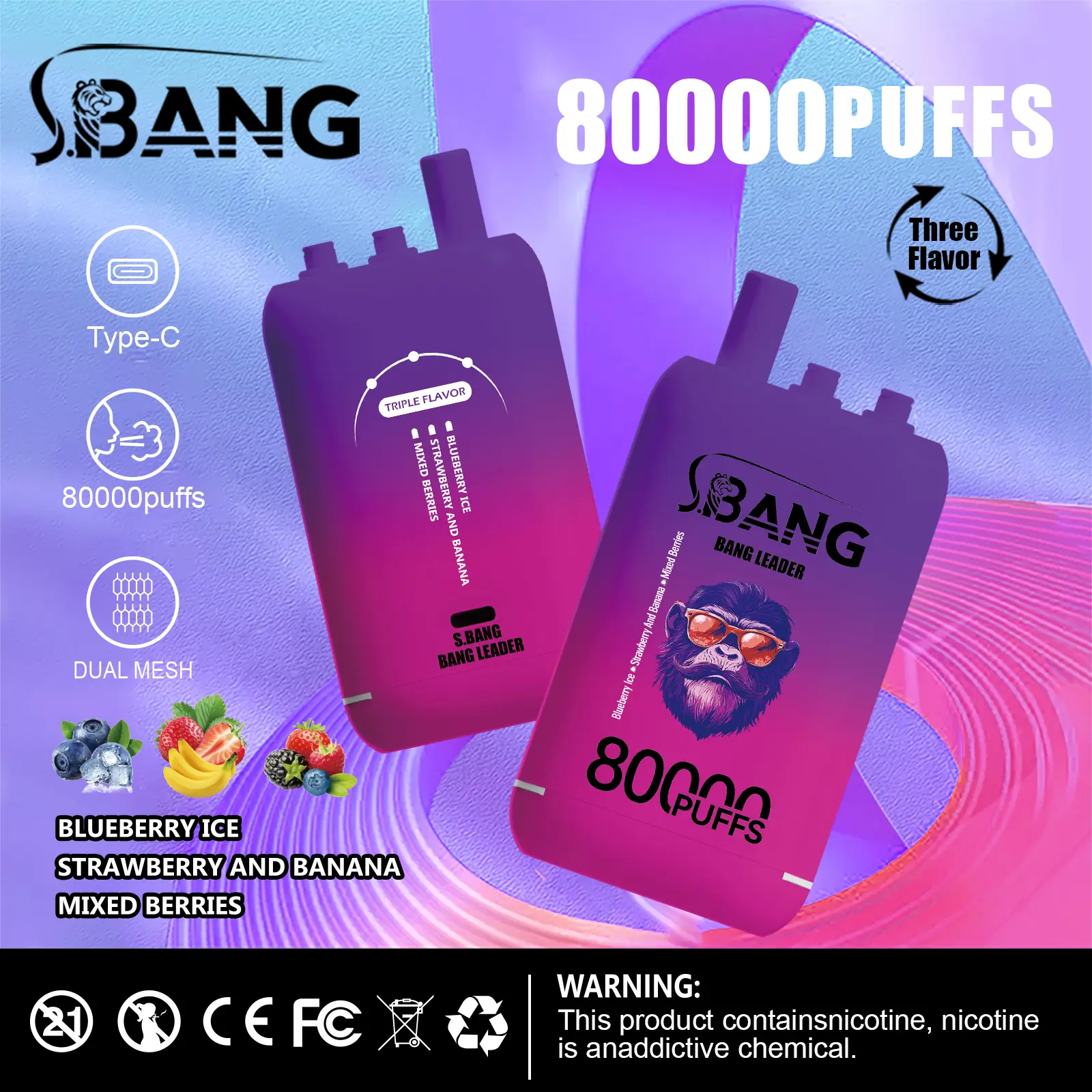 Bang Leader 80000 80K Puffs 3 in 1 Flavors Newest Original Rechargeable Disposable Vape - Image 26