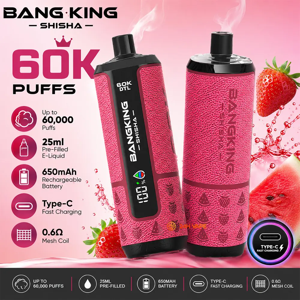 Bang King Shisha 60000 60K Puffs LED Display Disposable DTL Vape Pen - Image 2