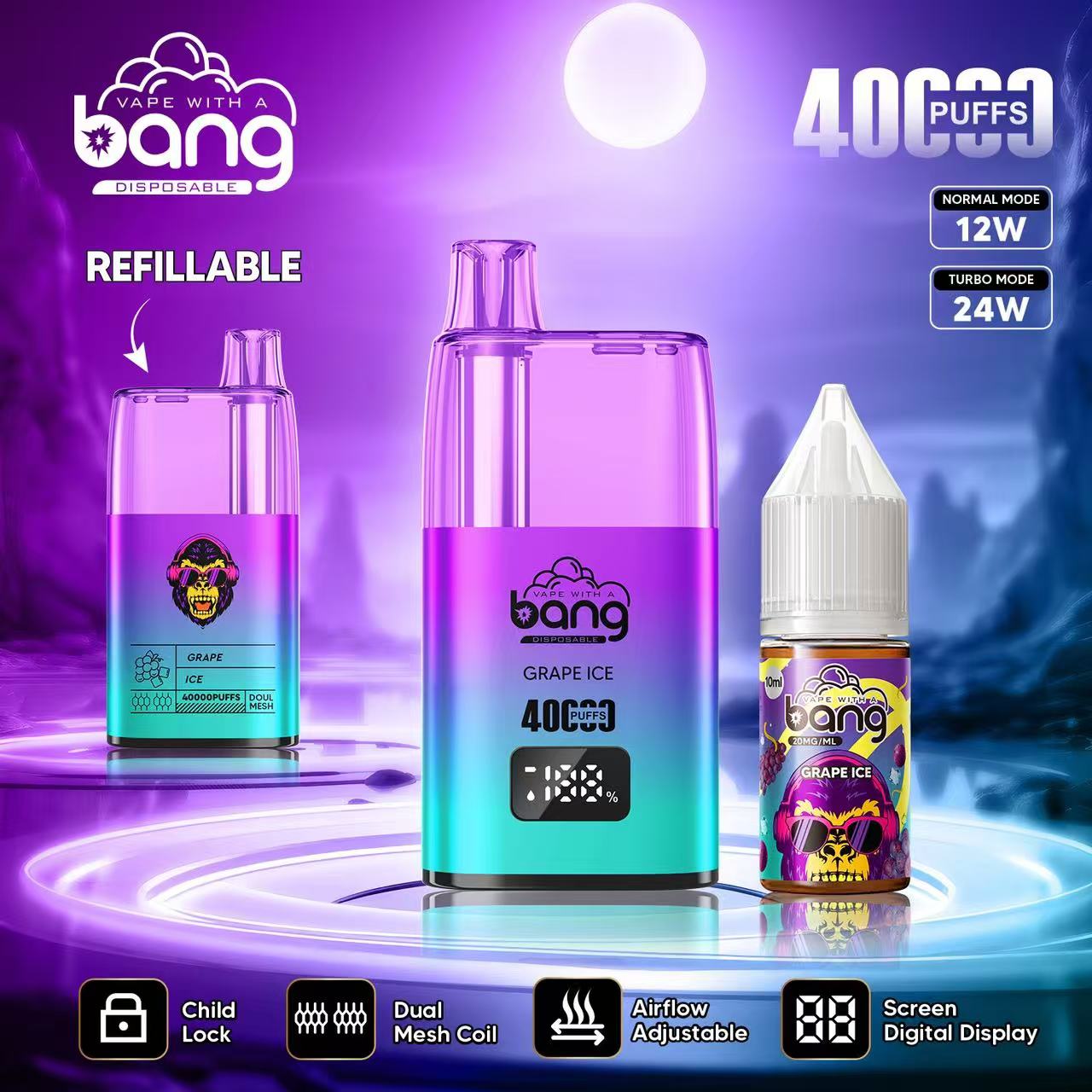 Bang 40000 40K Puffs LED Digital Display Screen Refillable Oil Vape - Image 19