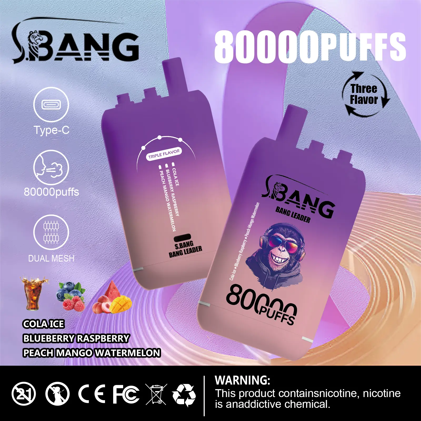 Bang Leader 80000 80K Puffs 3 in 1 Flavors Newest Original Rechargeable Disposable Vape - Image 22