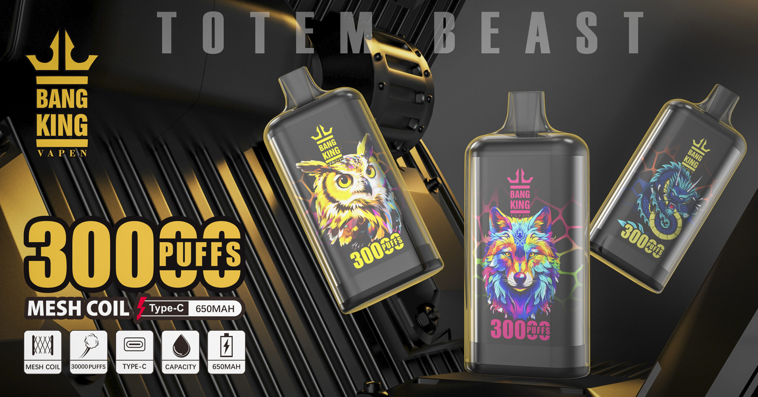 Bang King Crystal 30000 Puffs 30K Disposable Vape 25ml E-liquid 2%-5% Nicotine