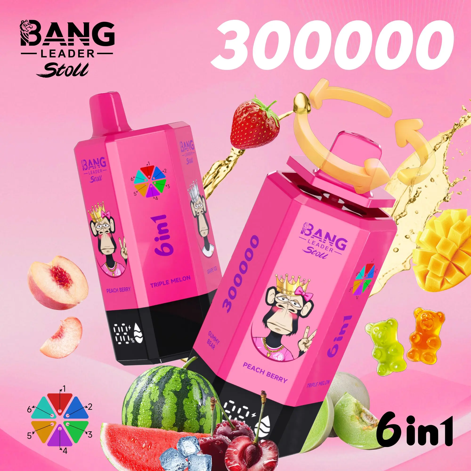 Bang Leader 300K 300000 Puffs 6-in-1 Flavors Rechargeable LED Display Disposable Vape - Image 20