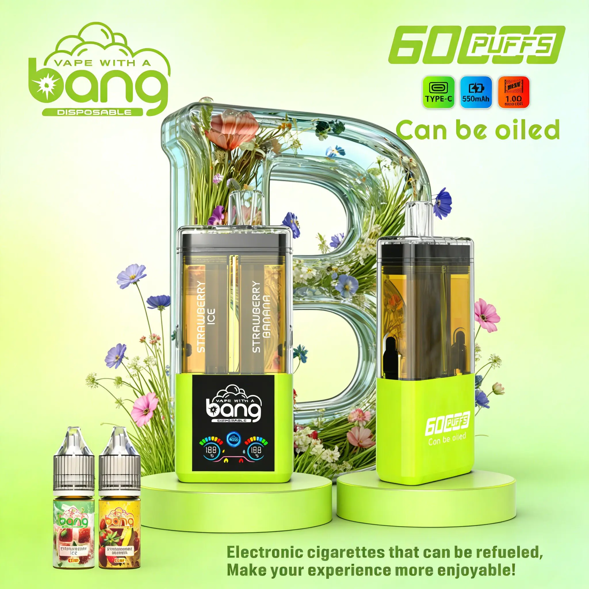 Bang 60K 60000 Puffs Dual Flavors Rechargeable Original Refillable Oil Vape - Image 20