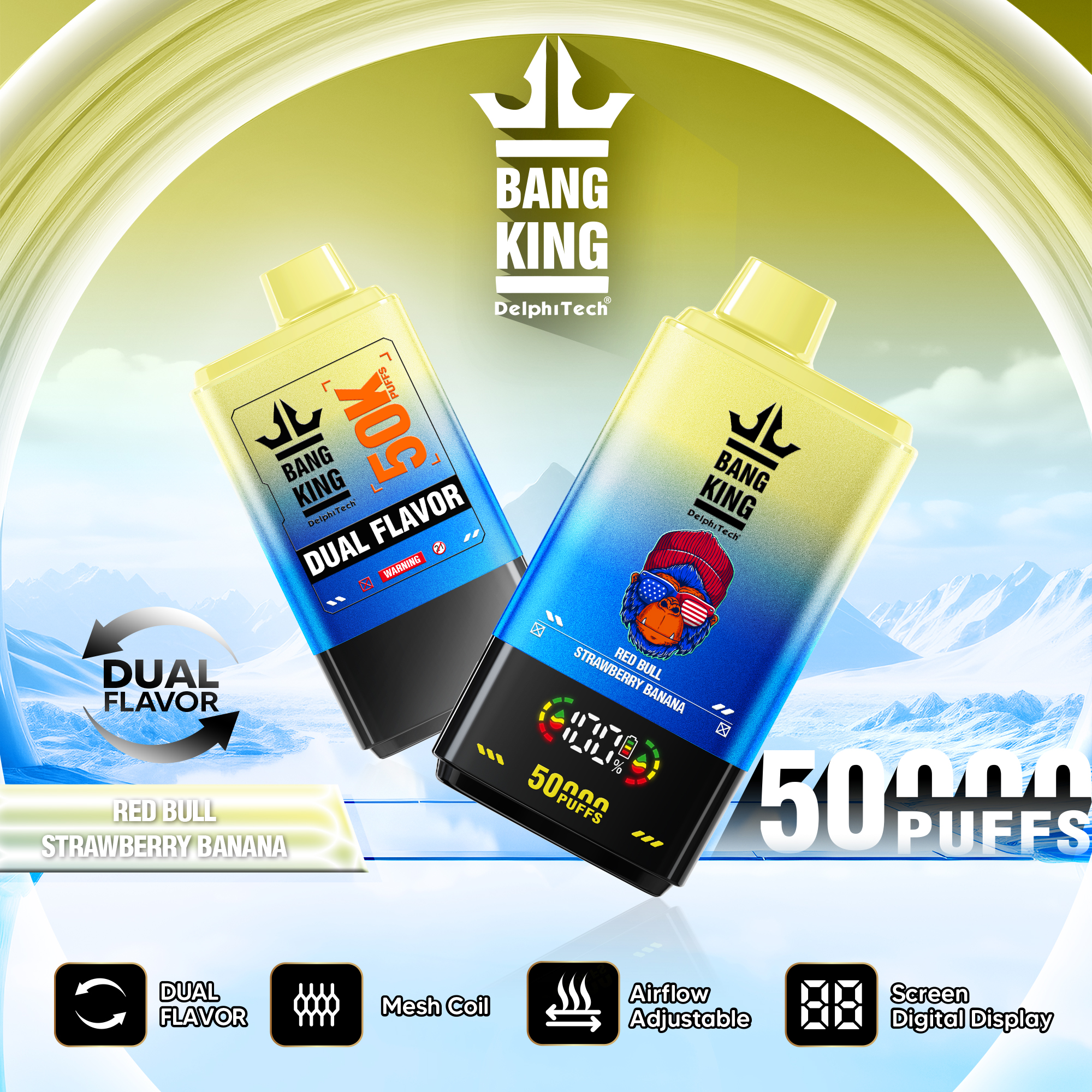 Bang King 50000 50k Puffs 2% 3% 5% Nicotine Double Taste LCD Display Disposable Vape - Image 17