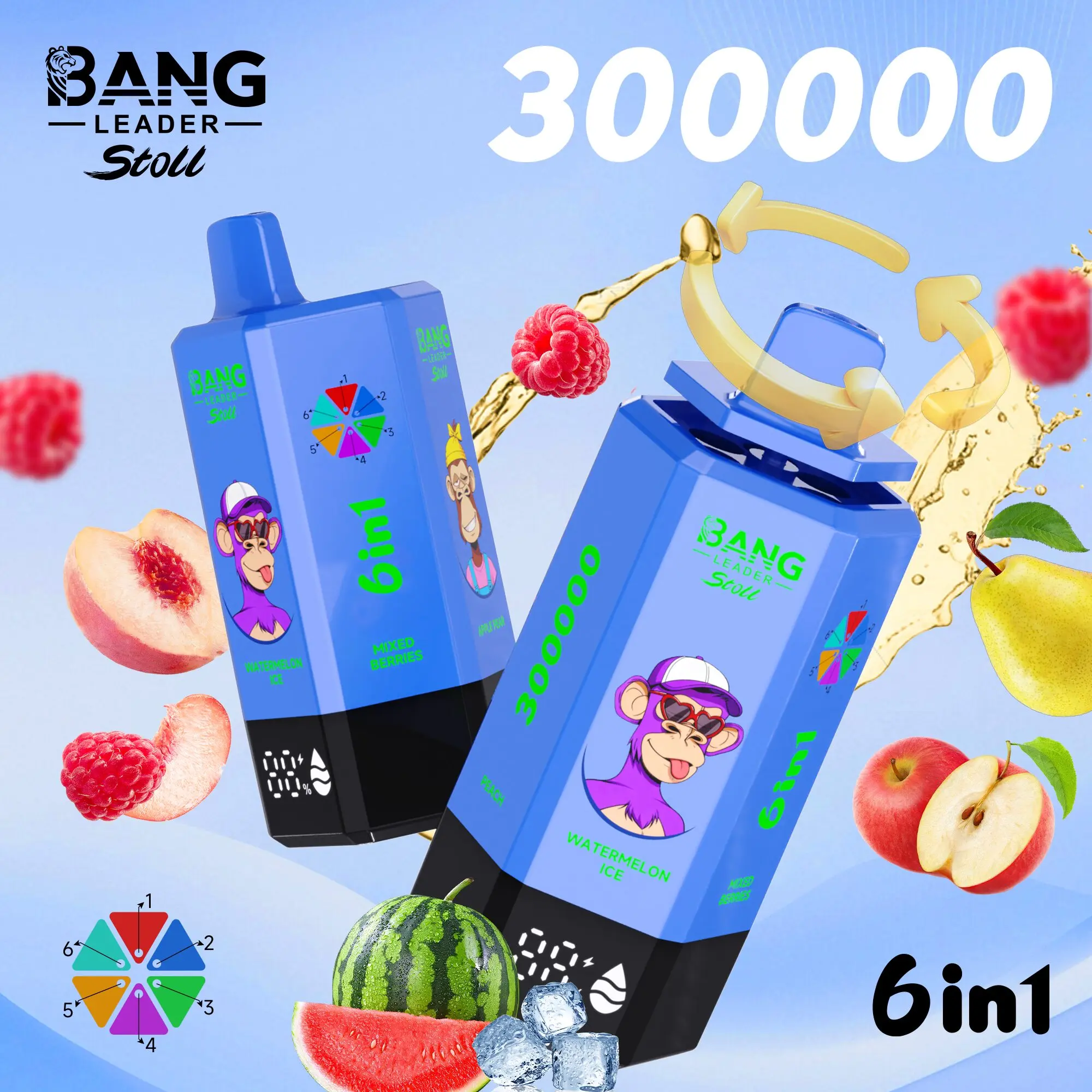 Bang Leader 300K 300000 Puffs 6-in-1 Flavors Rechargeable LED Display Disposable Vape - Image 8