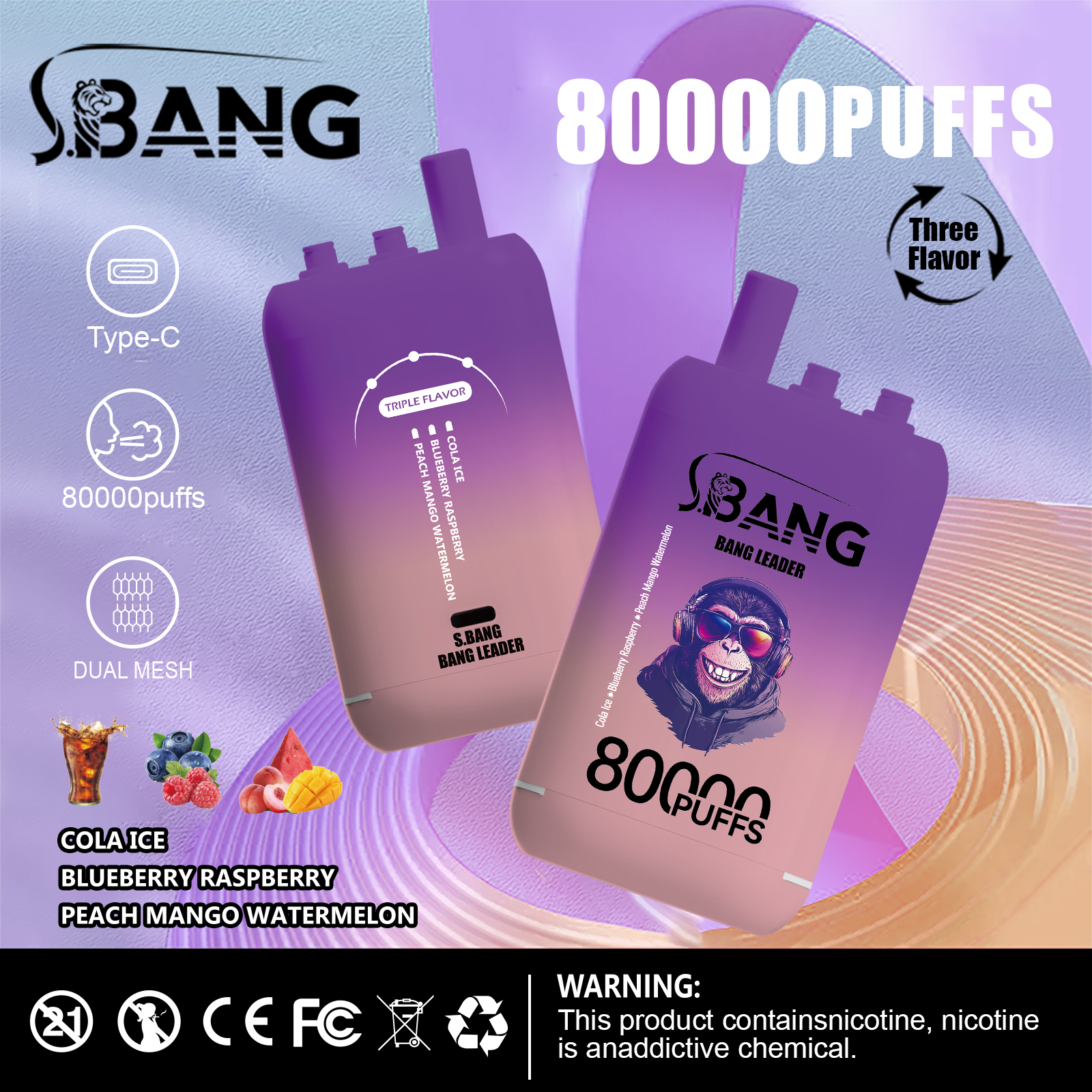 Bang Leader 80000 80K Puffs 3 in 1 Flavors Newest Original Rechargeable Disposable Vape - Image 21