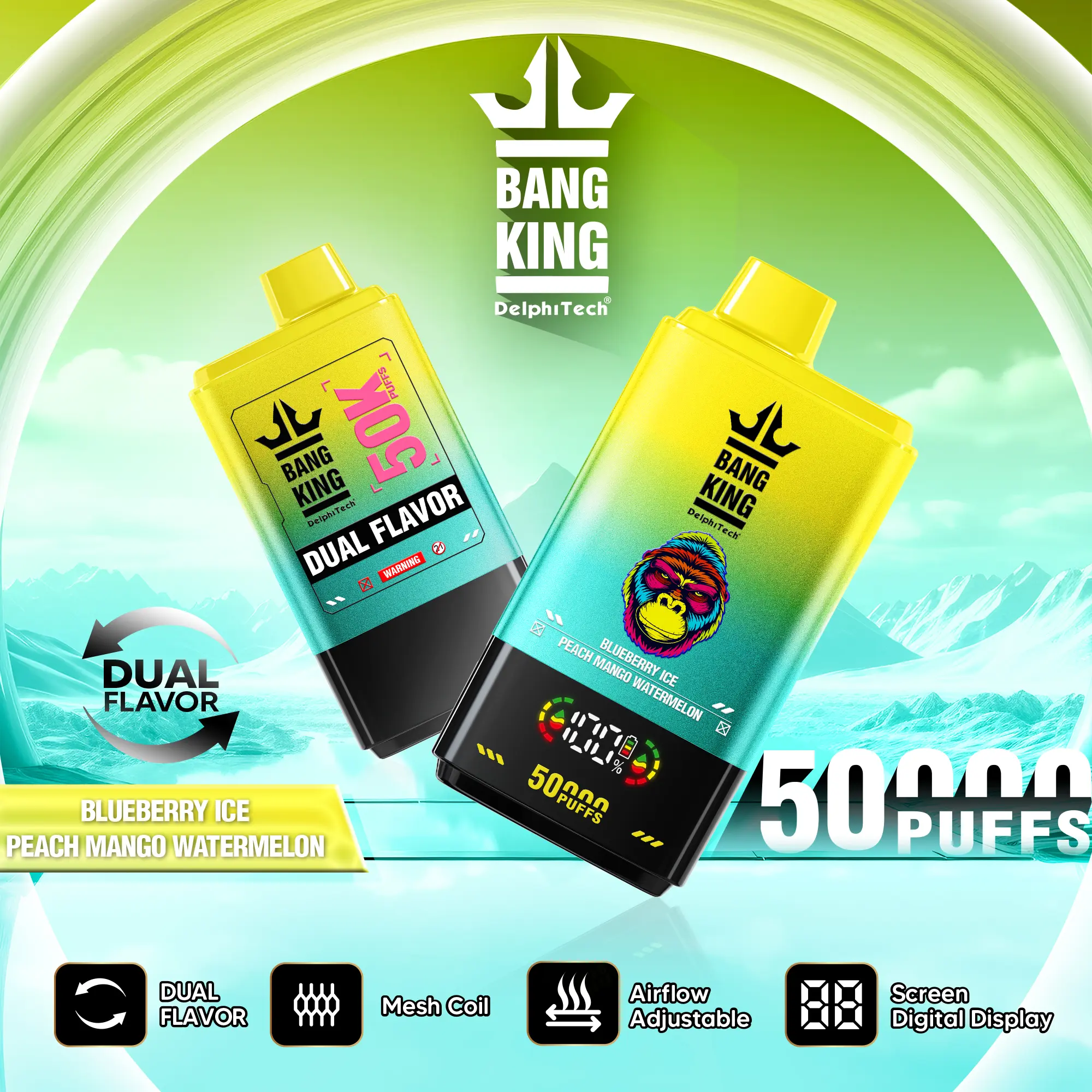 Bang King 50000 50k Puffs 2% 3% 5% Nicotine Double Taste LCD Display Disposable Vape - Image 26