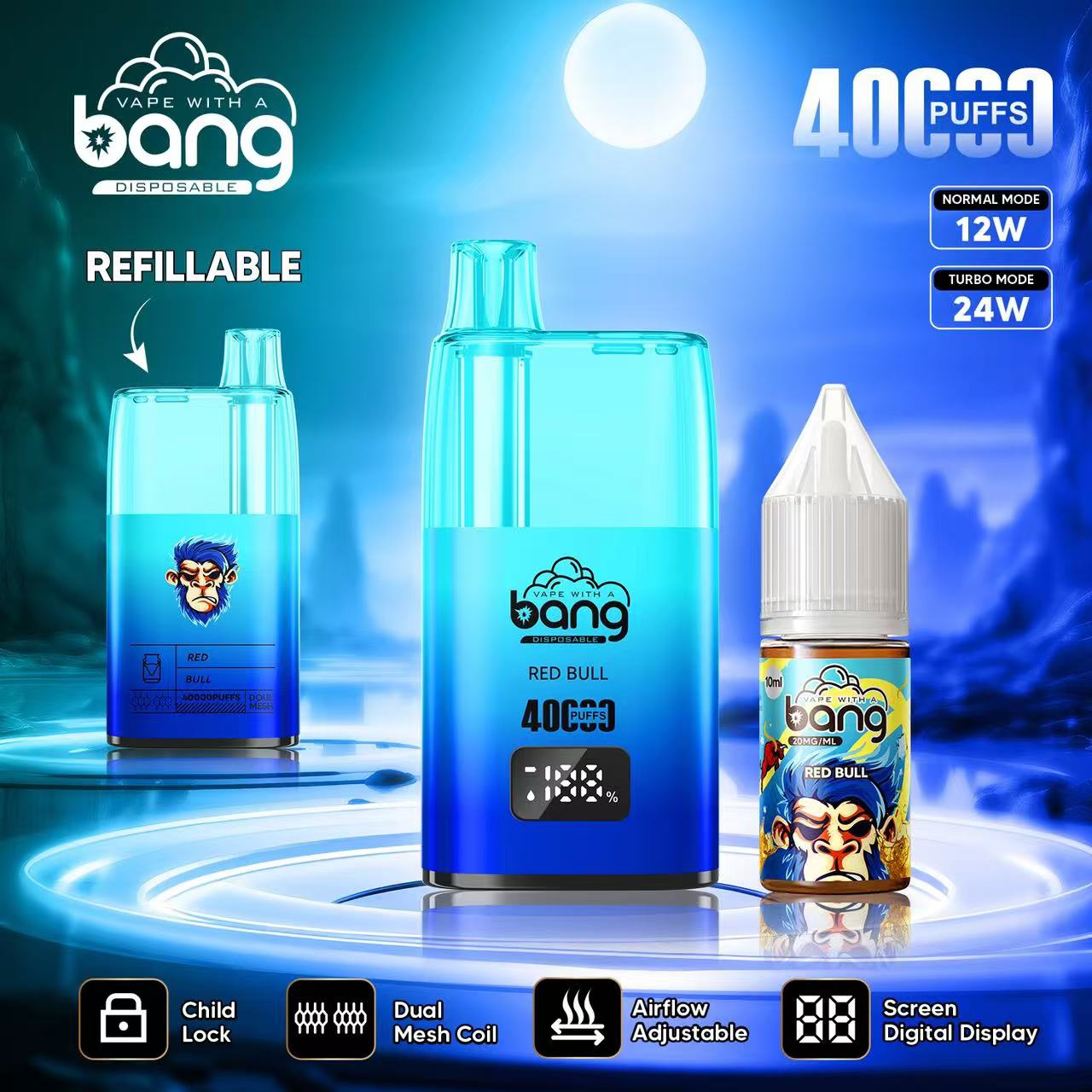 Bang 40000 40K Puffs LED Digital Display Screen Refillable Oil Vape - Image 13