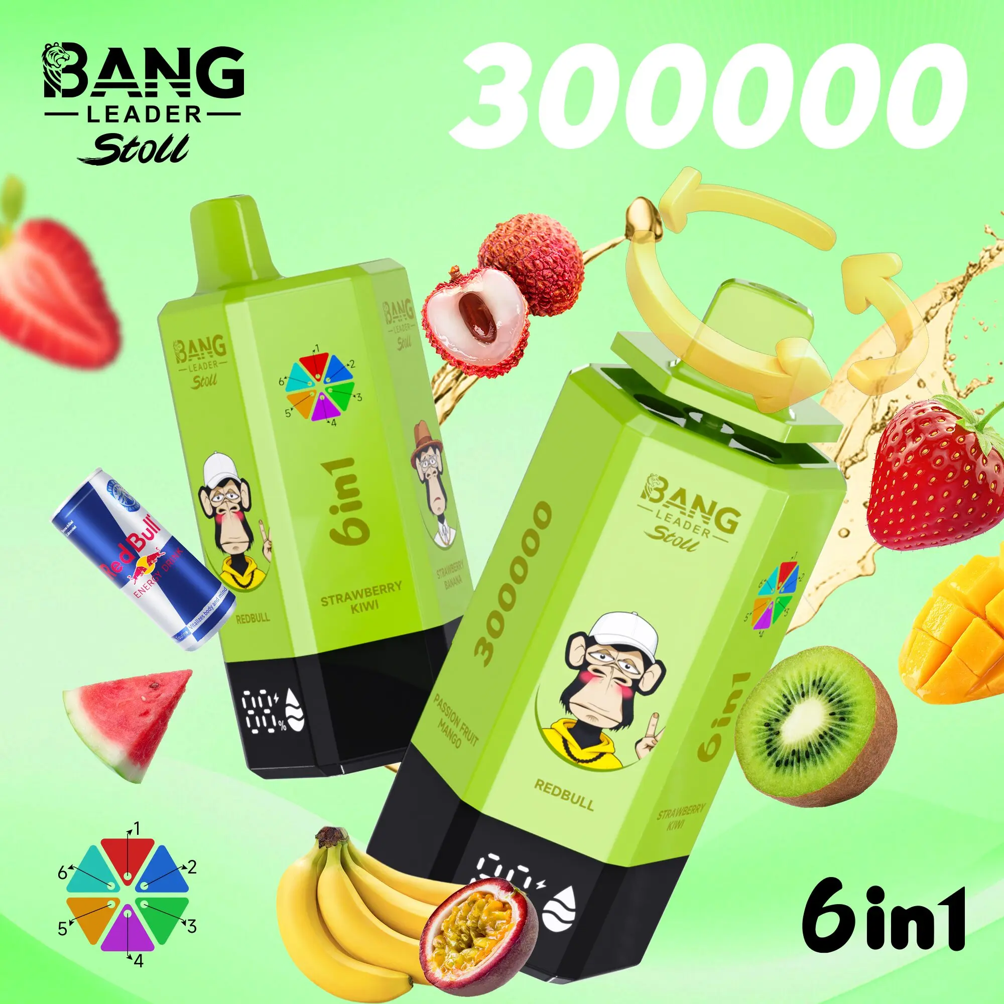 Bang Leader 300K 300000 Puffs 6-in-1 Flavors Rechargeable LED Display Disposable Vape - Image 12