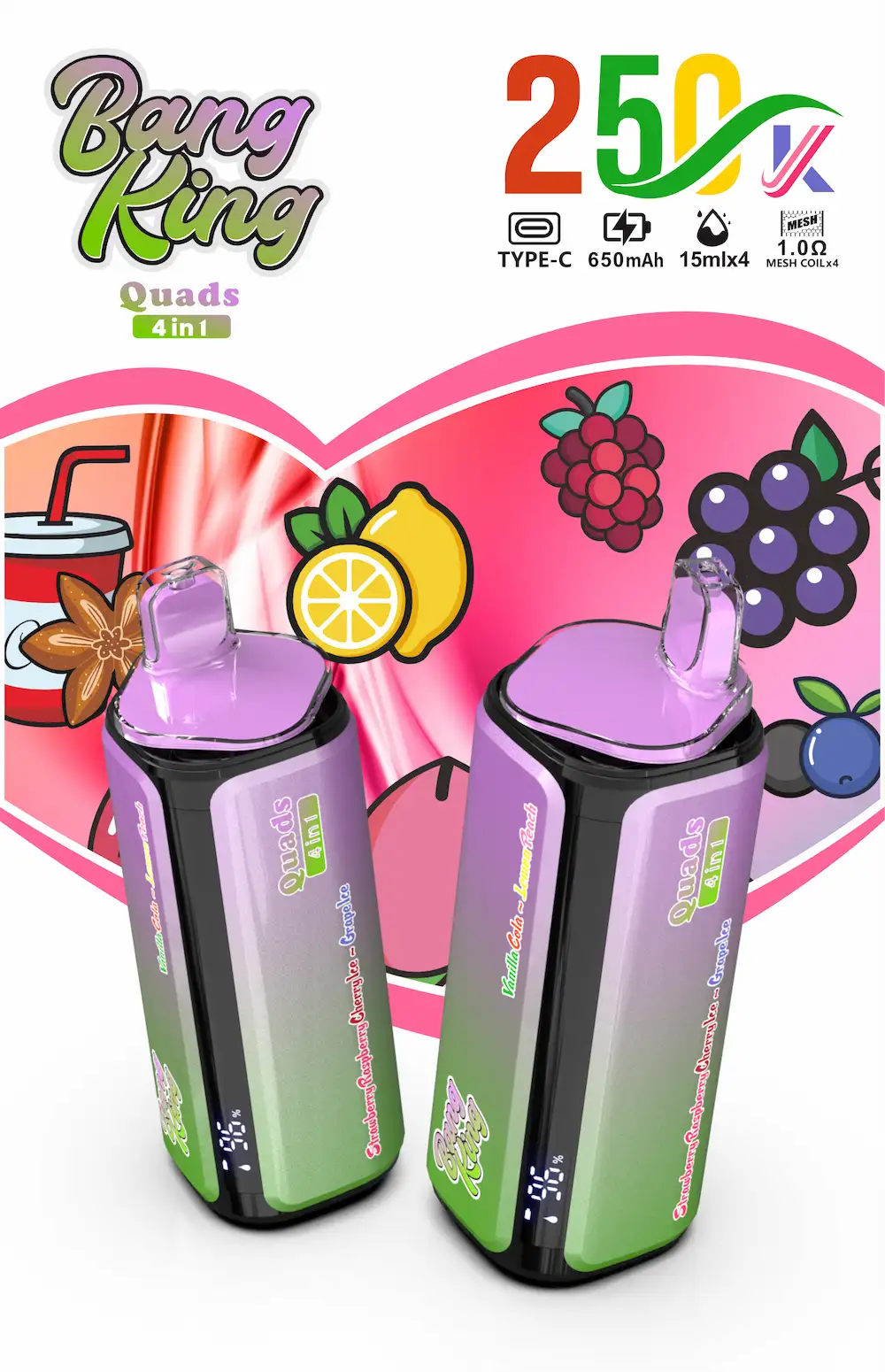 Bang King 250000 (250K) Puffs 4 in 1 Disposable Vape - Image 4