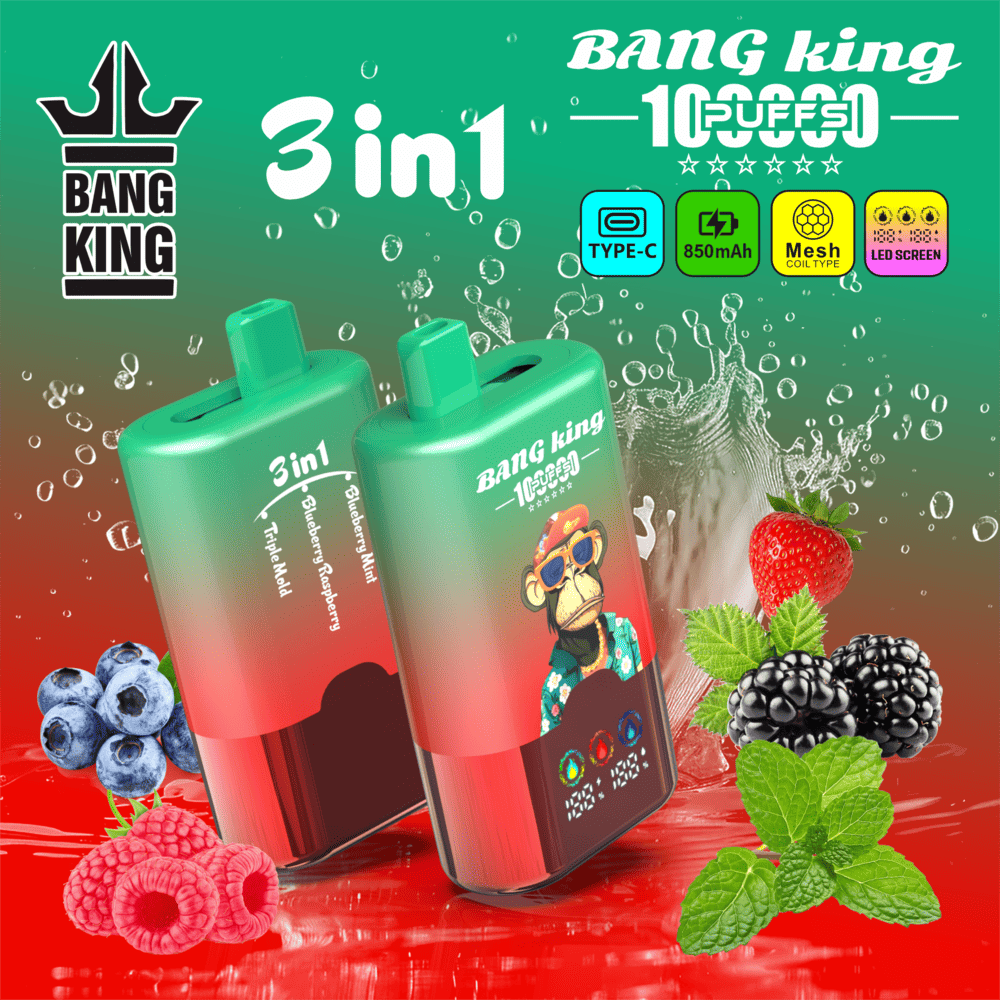 Bang King 100000 100K Puffs 3 In 1 Flavors Original Rechargeable LED Display Disposable Vape - Image 22