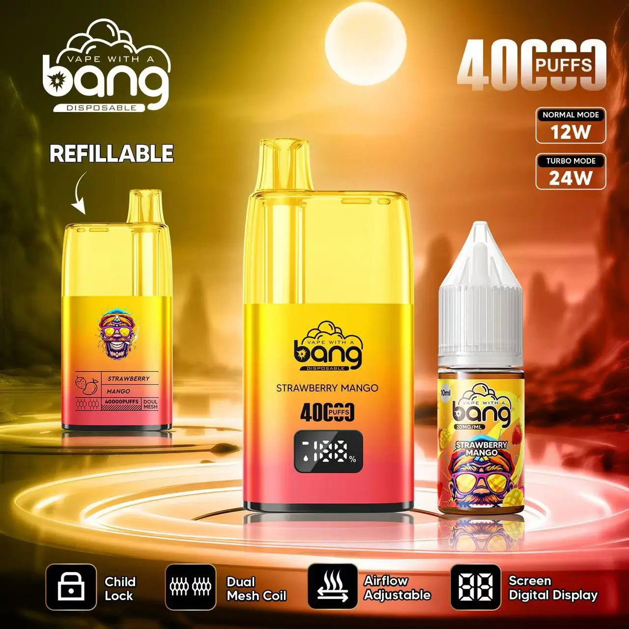 Bang 40000 40K Puffs LED Digital Display Screen Refillable Oil Vape - Image 8