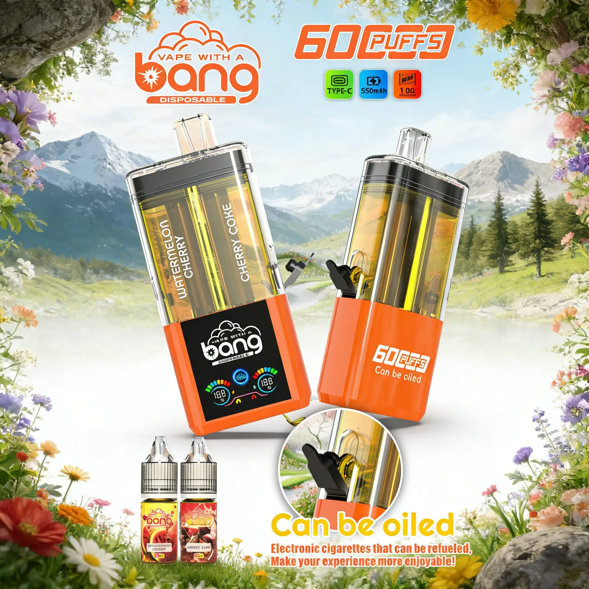 Bang 60K 60000 Puffs Dual Flavors Rechargeable Original Refillable Oil Vape - Image 22