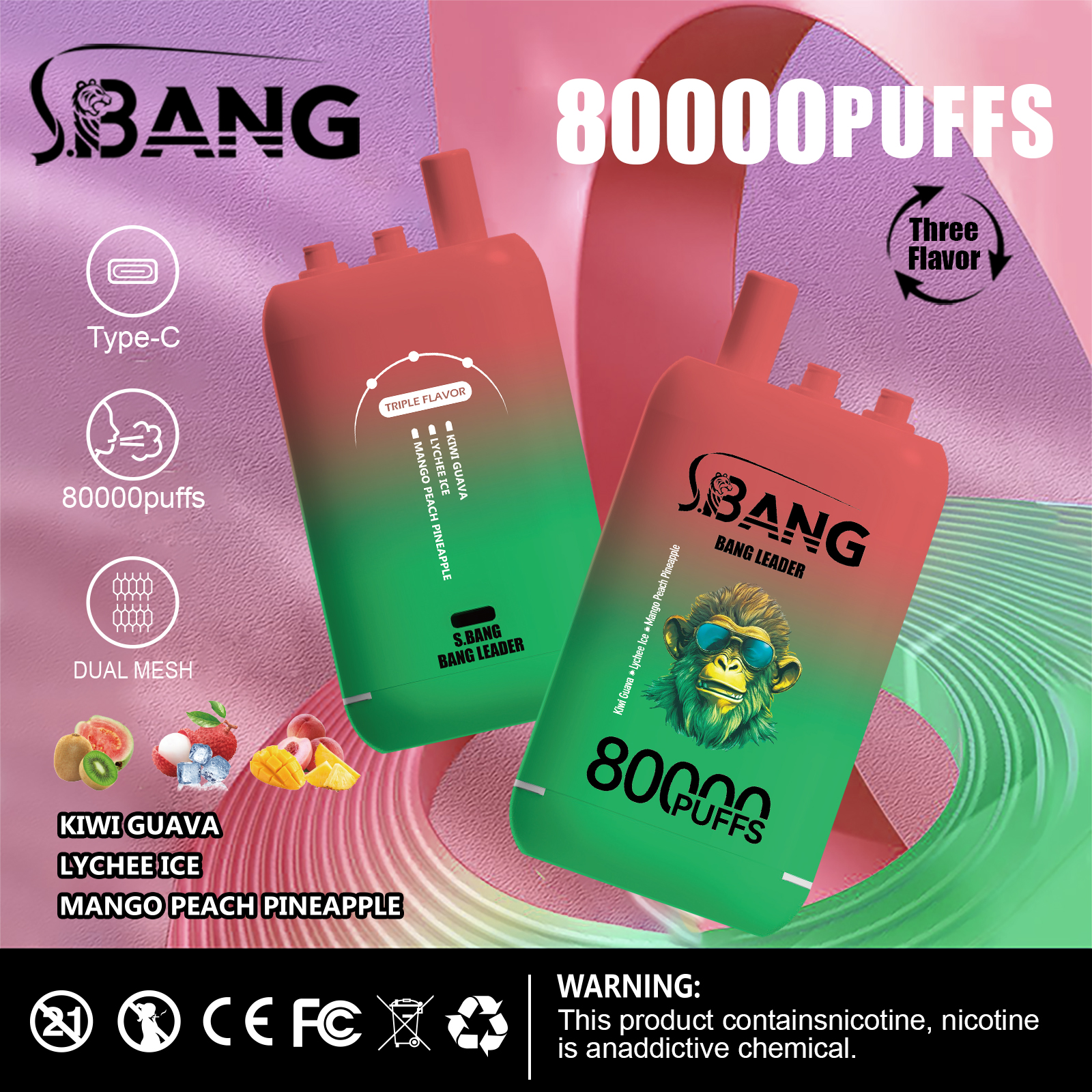 Bang Leader 80000 80K Puffs 3 in 1 Flavors Newest Original Rechargeable Disposable Vape - Image 19