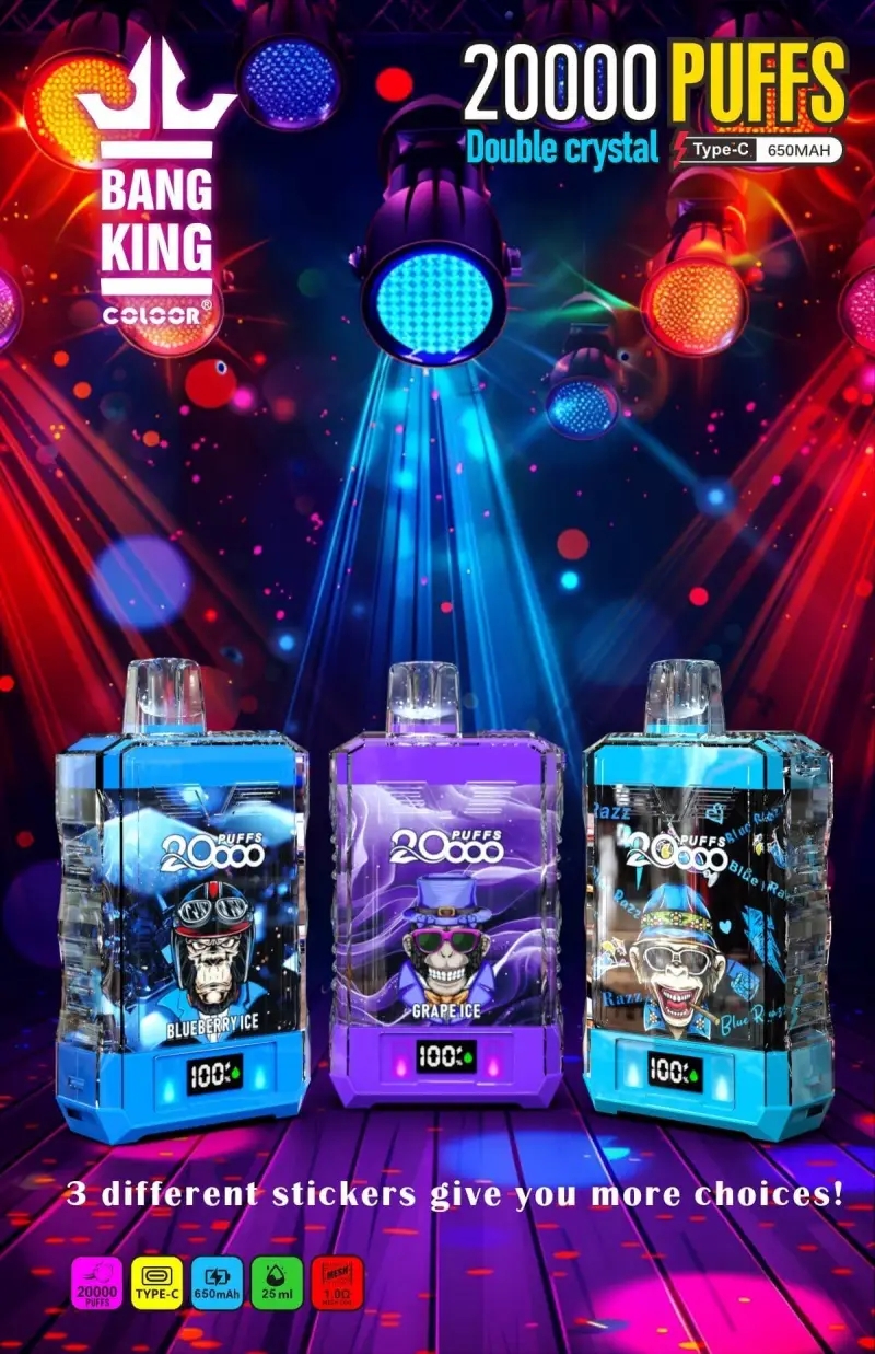 Bang King 20000 Puffs Disposable Vape 25ml 0-5% Nicotine LED Digital Display