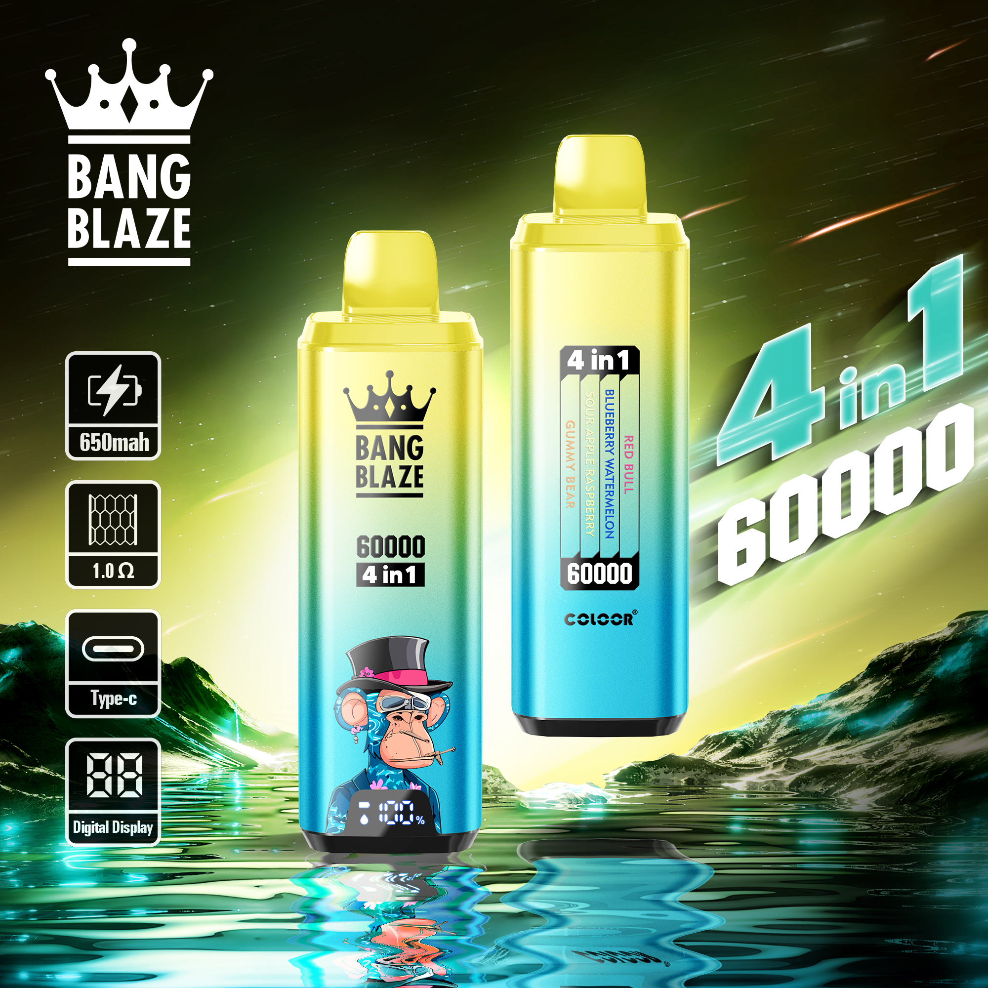 Bang Blaze 60000 60k Puffs 4 in 1 Flavors Newest Original Rechargeable LCD Display Disposable Vape - Image 17