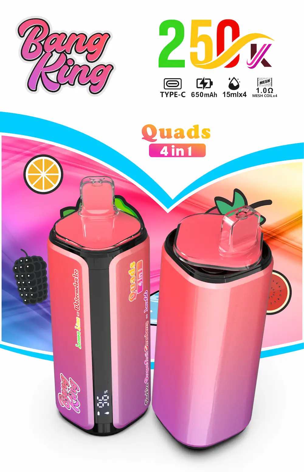 Bang King 250000 (250K) Puffs 4 in 1 Disposable Vape - Image 3