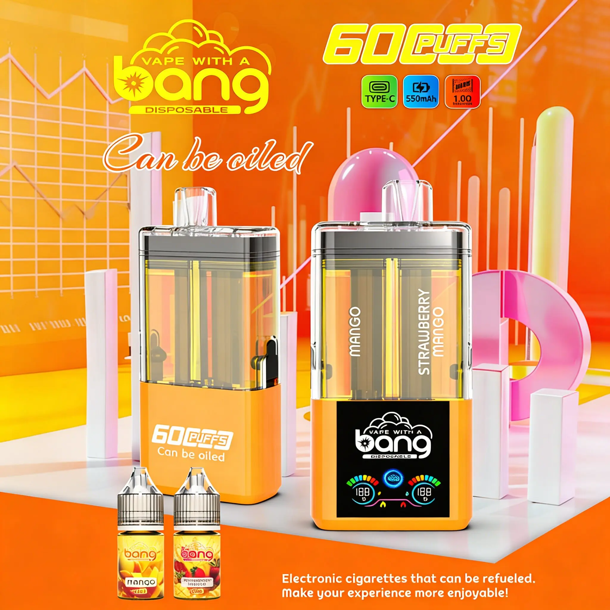 Bang 60K 60000 Puffs Dual Flavors Rechargeable Original Refillable Oil Vape - Image 12