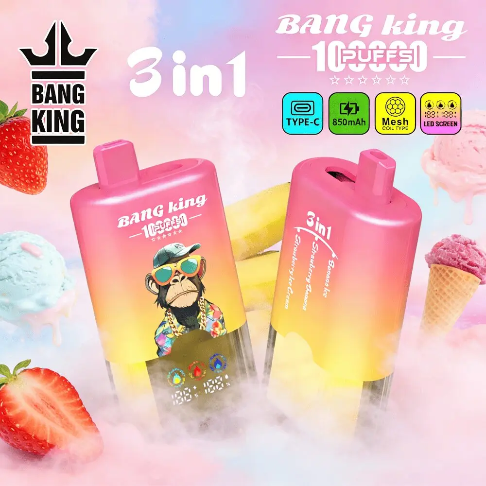 Bang King 100000 100K Puffs 3 In 1 Flavors Original Rechargeable LED Display Disposable Vape - Image 2