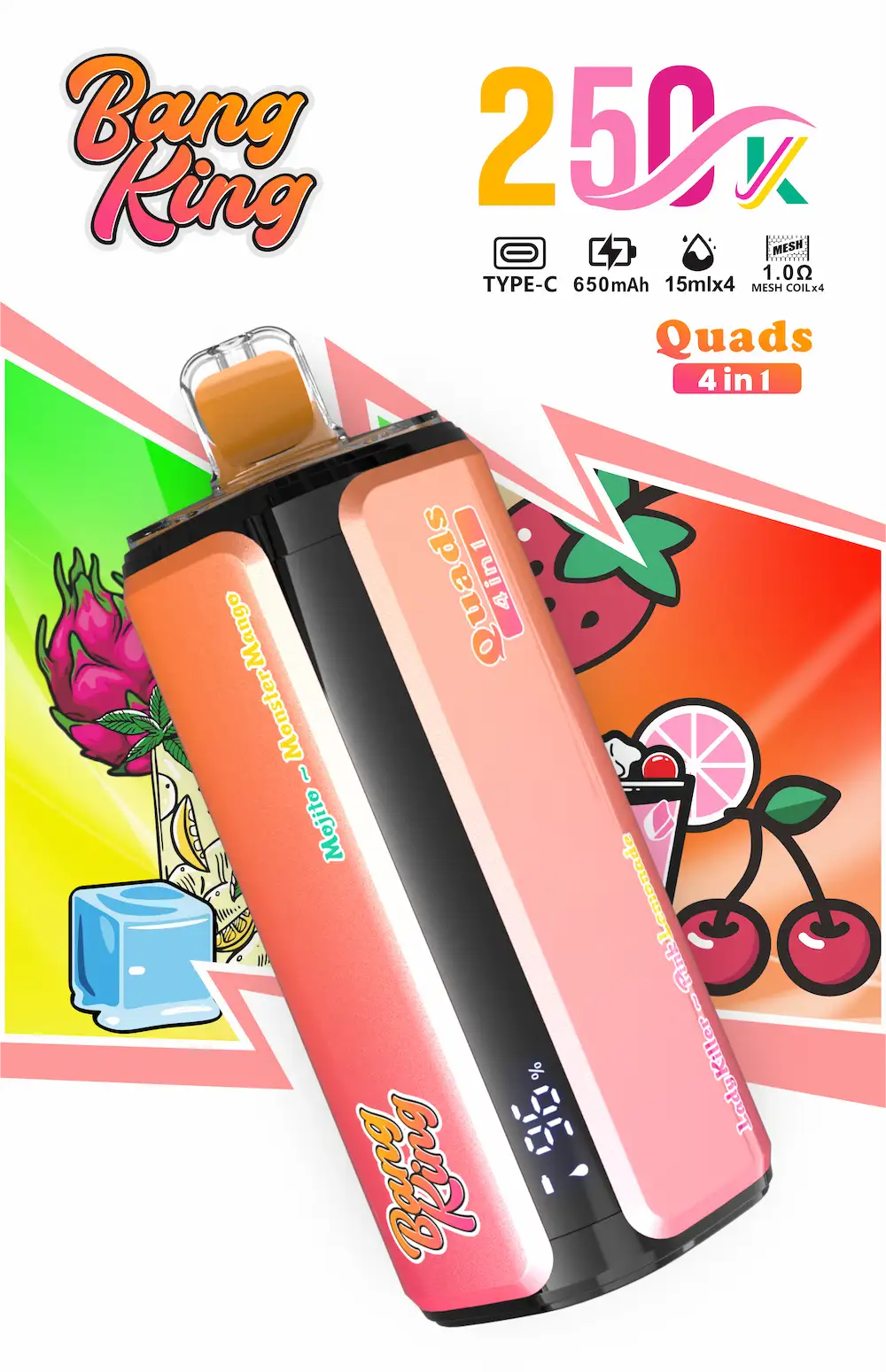 Bang King 250000 (250K) Puffs 4 in 1 Disposable Vape - Image 2