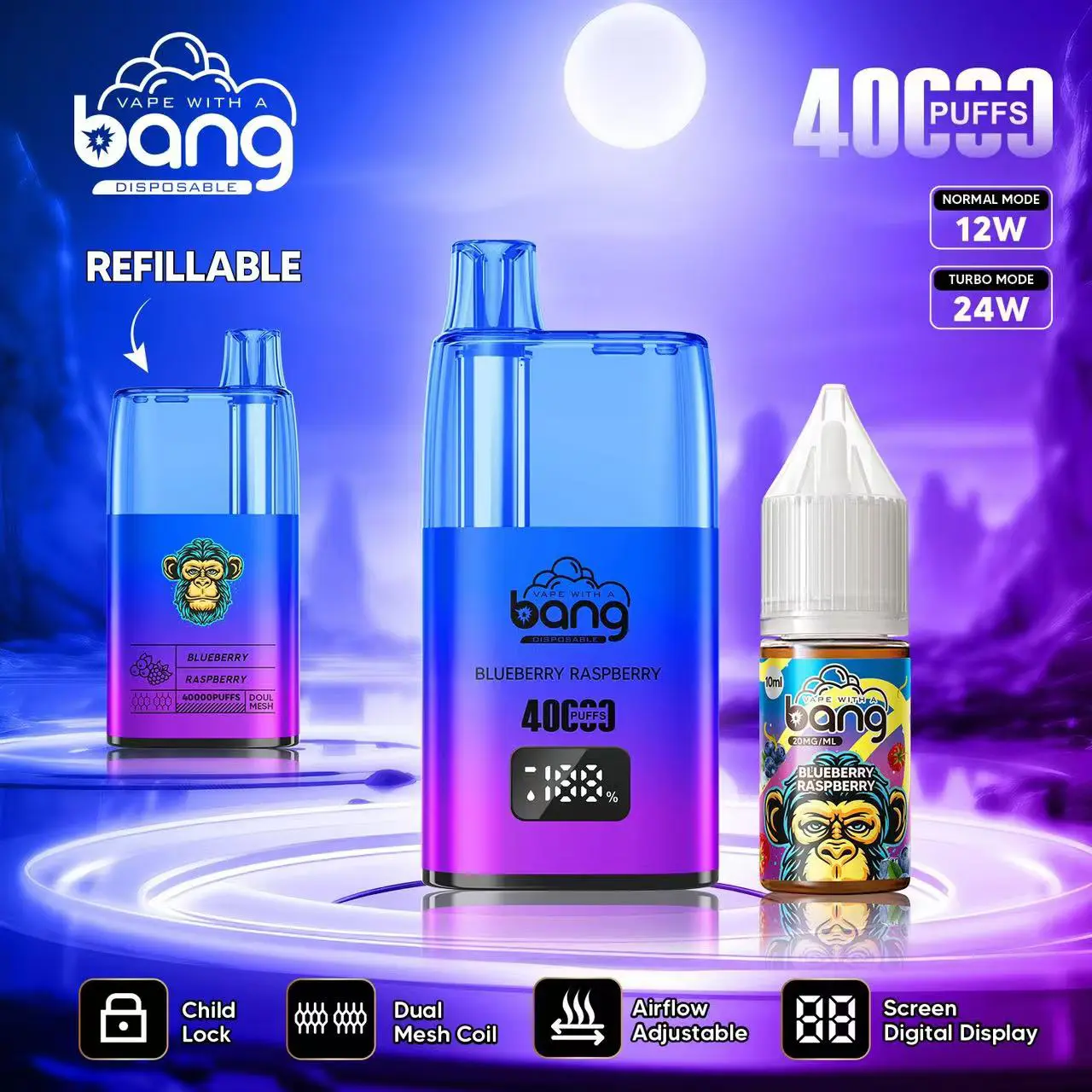 Bang 40000 40K Puffs LED Digital Display Screen Refillable Oil Vape - Image 24