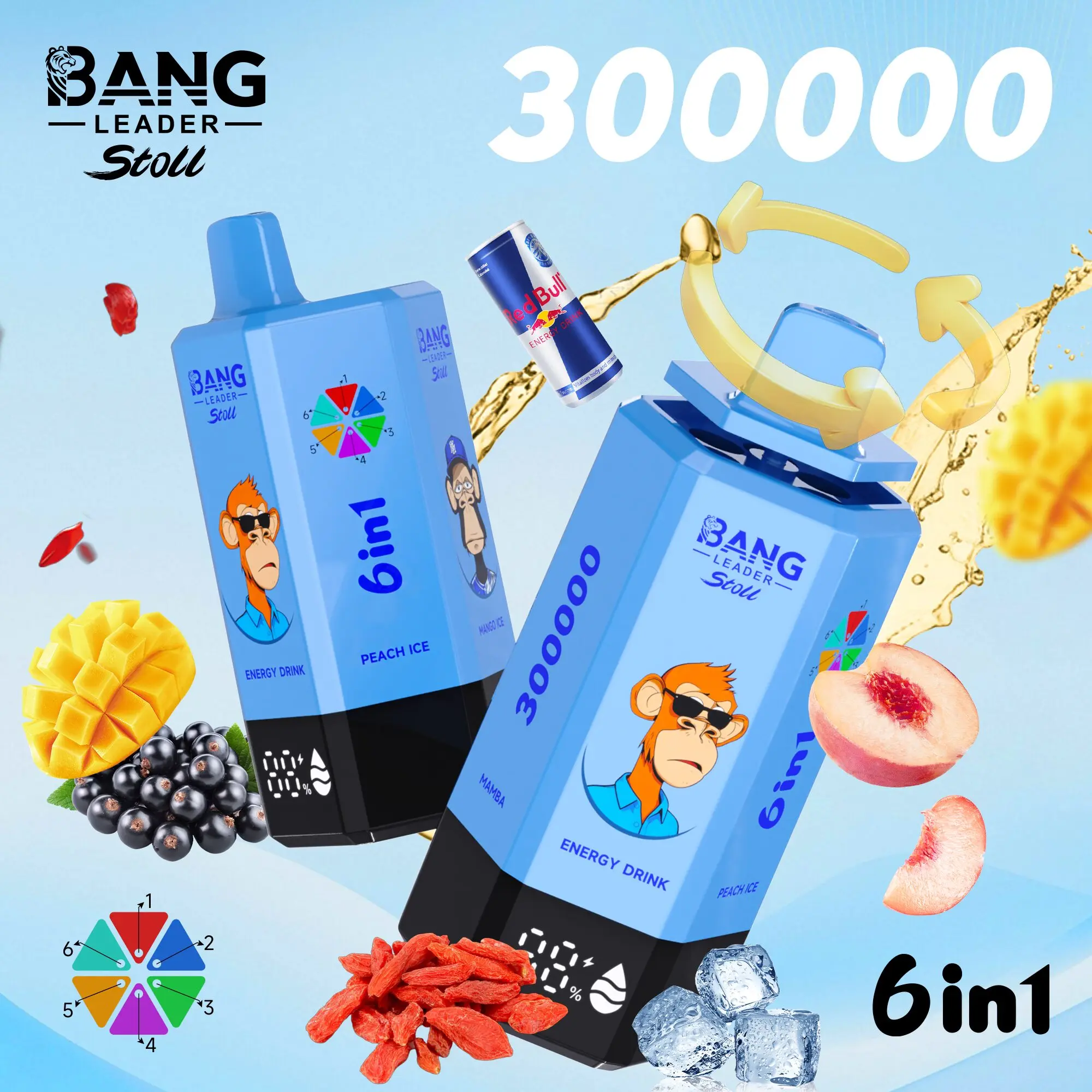 Bang Leader 300K 300000 Puffs 6-in-1 Flavors Rechargeable LED Display Disposable Vape - Image 22