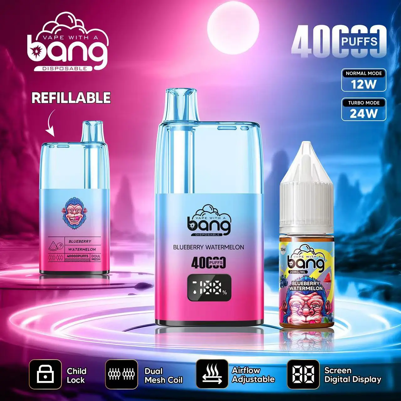 Bang 40000 40K Puffs LED Digital Display Screen Refillable Oil Vape - Image 22