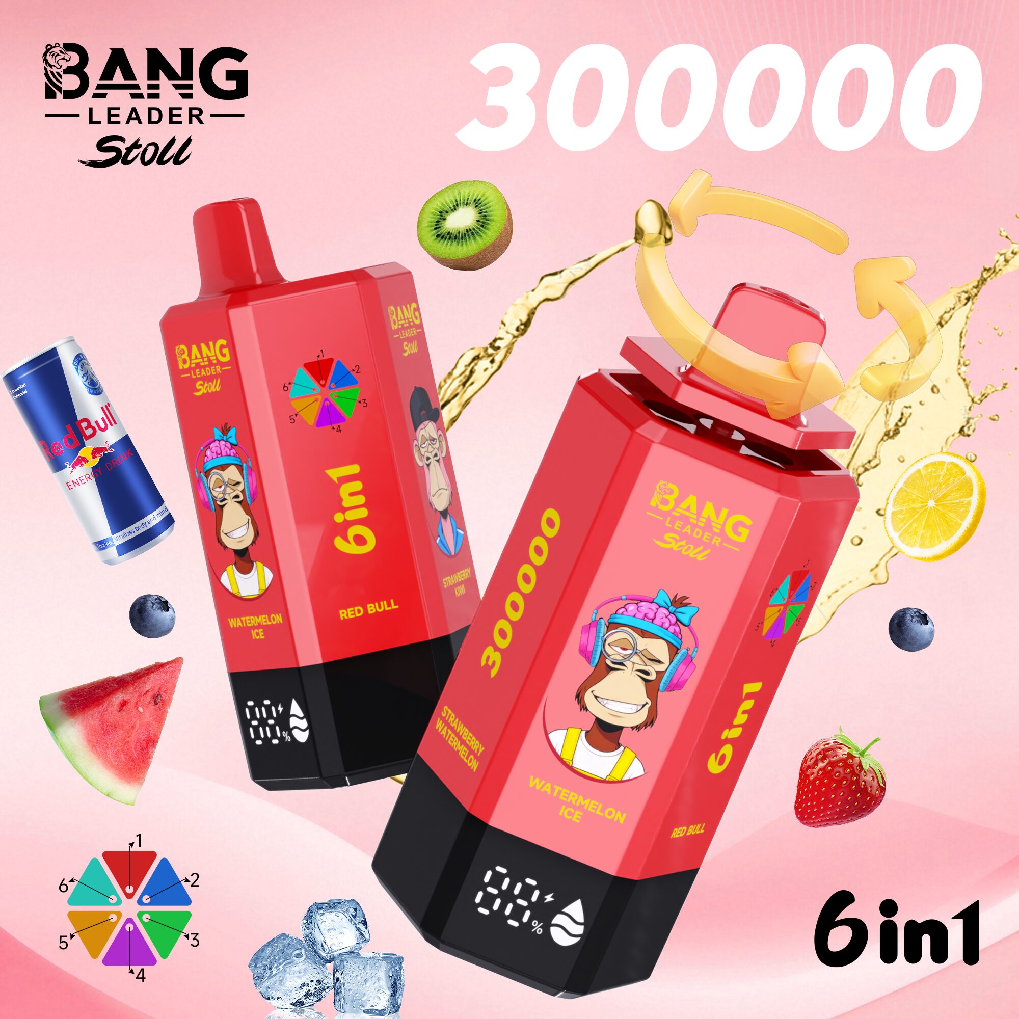 Bang Leader 300K 300000 Puffs 6-in-1 Flavors Rechargeable LED Display Disposable Vape - Image 5
