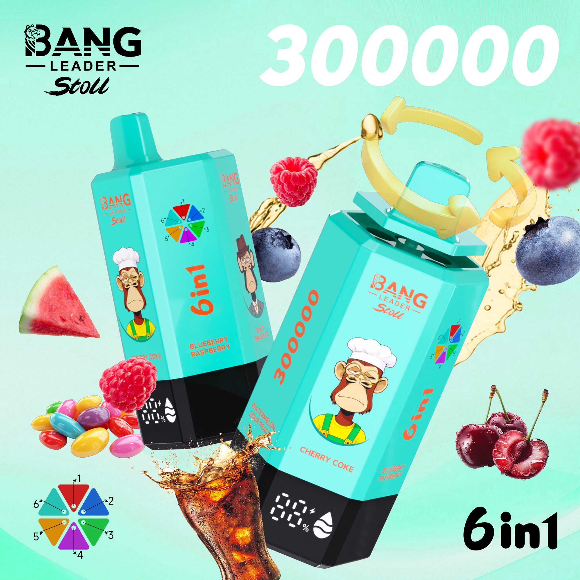 Bang Leader 300K 300000 Puffs 6-in-1 Flavors Rechargeable LED Display Disposable Vape - Image 25