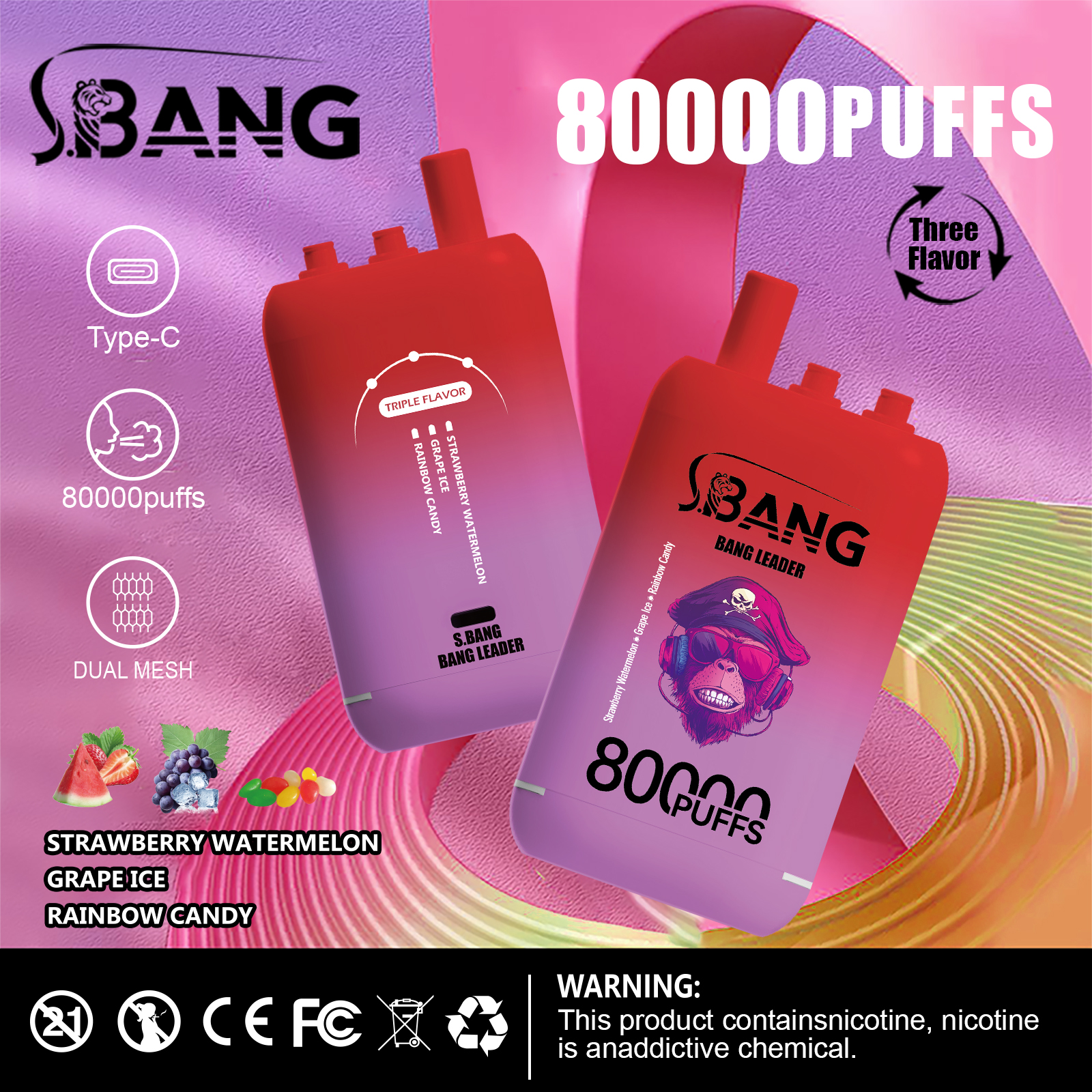 Bang Leader 80000 80K Puffs 3 in 1 Flavors Newest Original Rechargeable Disposable Vape - Image 11