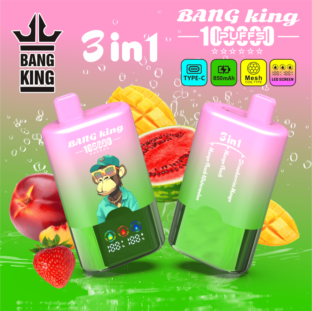Bang King 100000 100K Puffs 3 In 1 Flavors Original Rechargeable LED Display Disposable Vape - Image 5