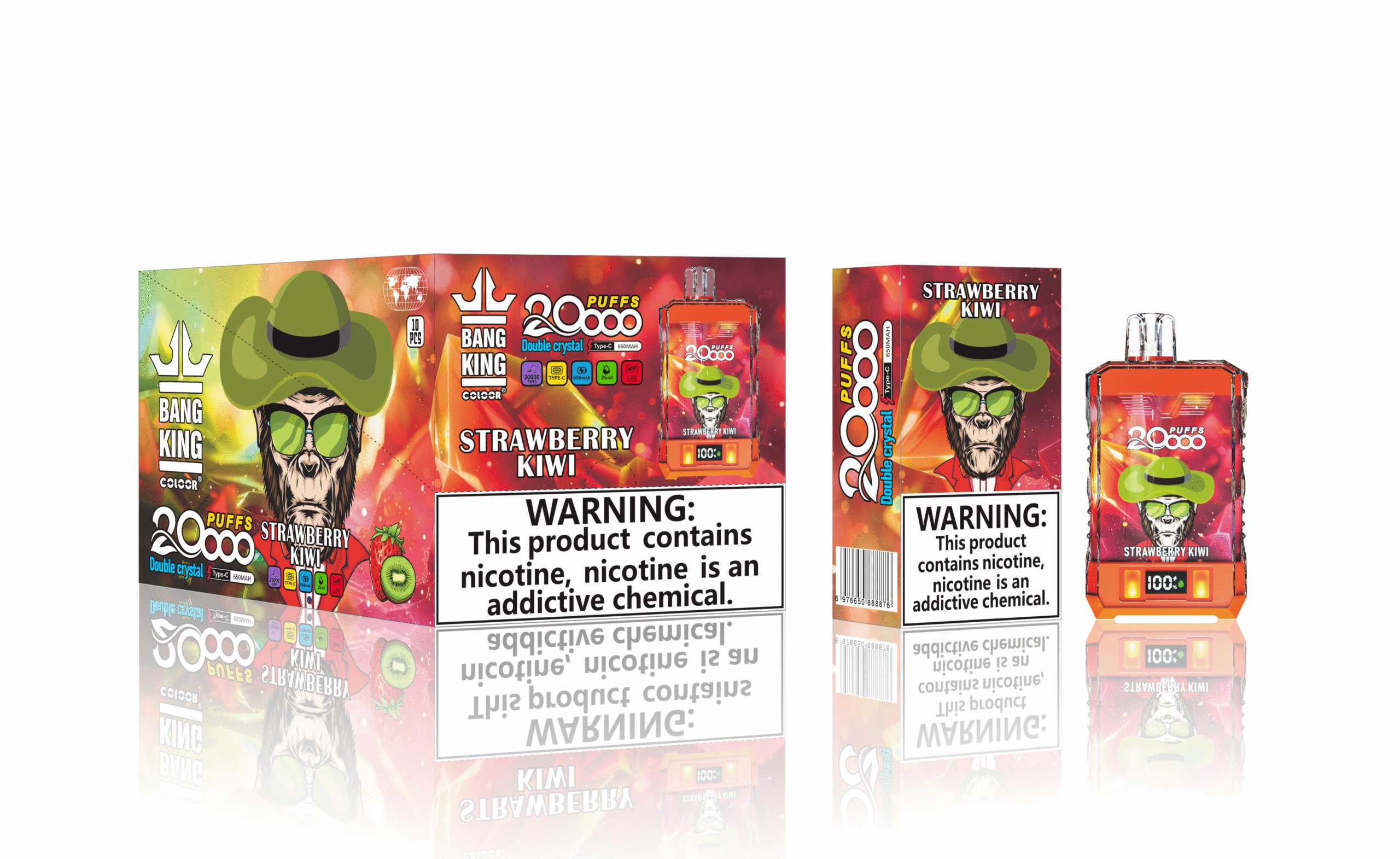 Bang King 20000 Puffs Disposable Vape 25ml 0-5% Nicotine LED Digital Display - Image 4