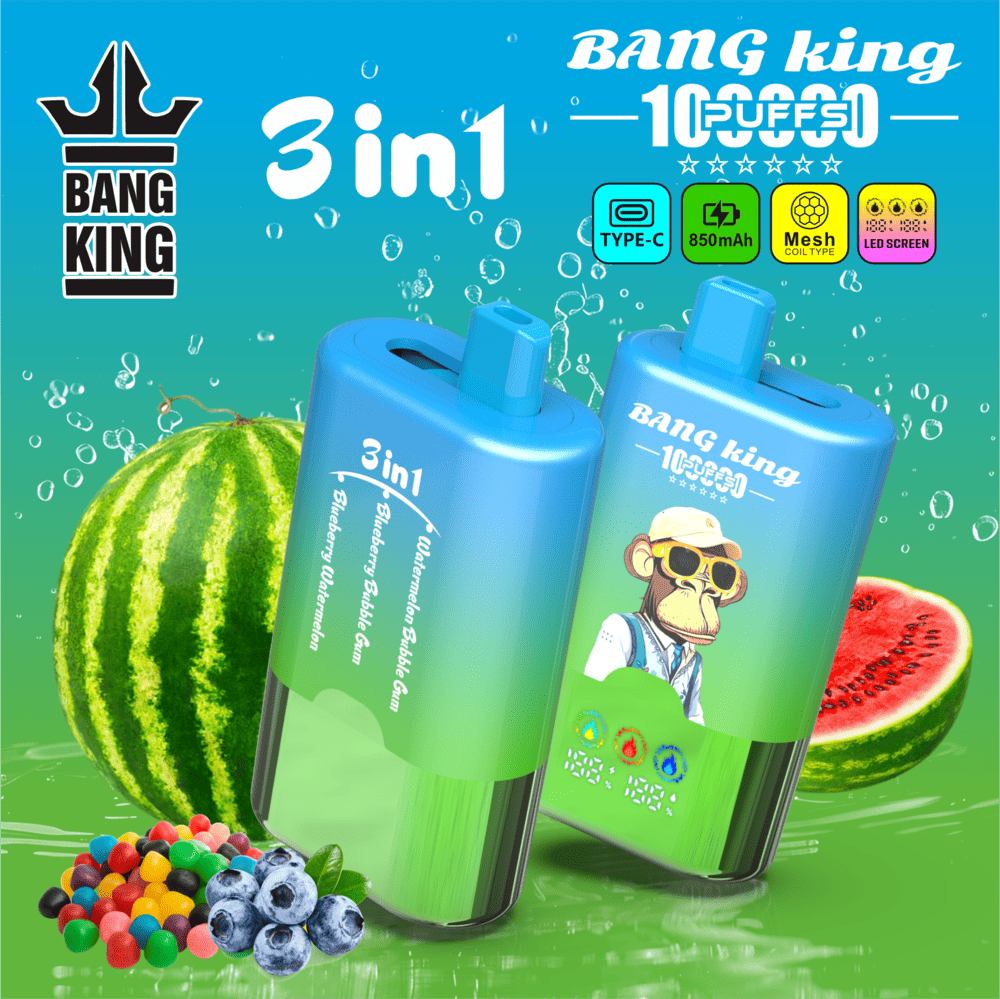 Bang King 100000 100K Puffs 3 In 1 Flavors Original Rechargeable LED Display Disposable Vape - Image 3