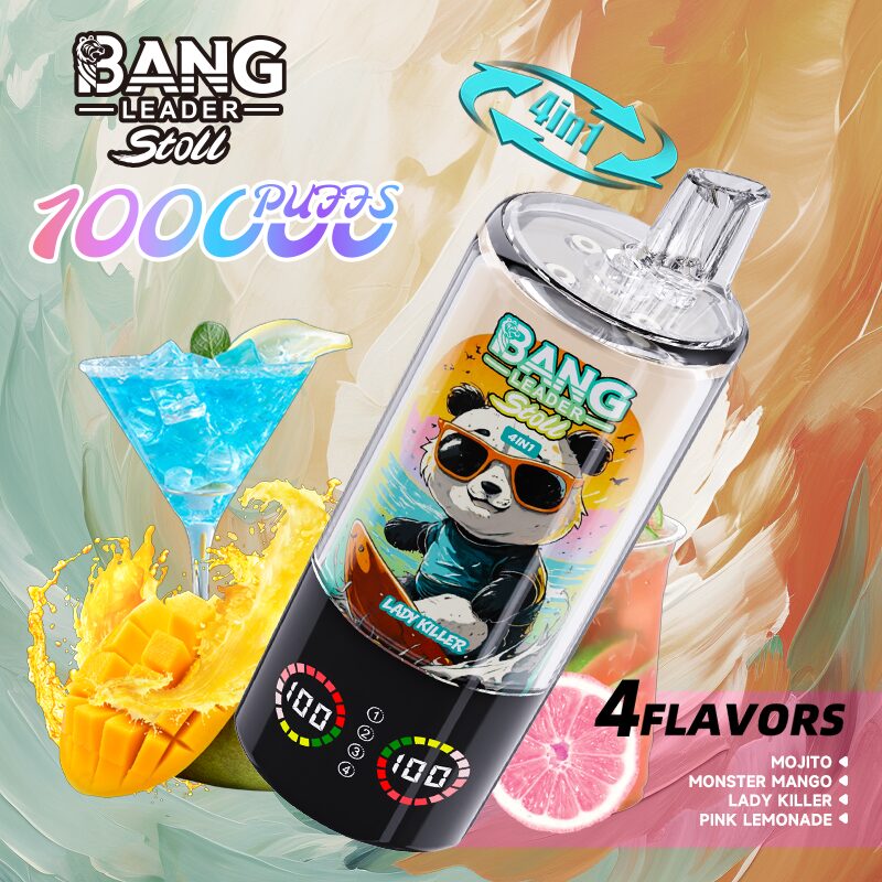 Bang Leader Stoll 100K 100000 Puffs 4 in 1 Flavors & Quad Mesh Coil LED Display Disposable Vape - Image 5
