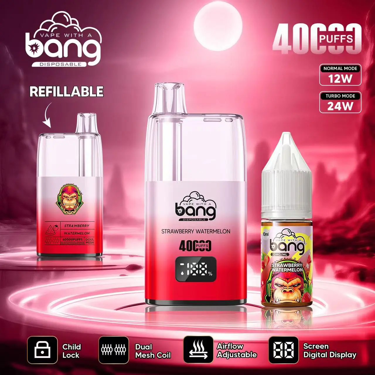 Bang 40000 40K Puffs LED Digital Display Screen Refillable Oil Vape - Image 6