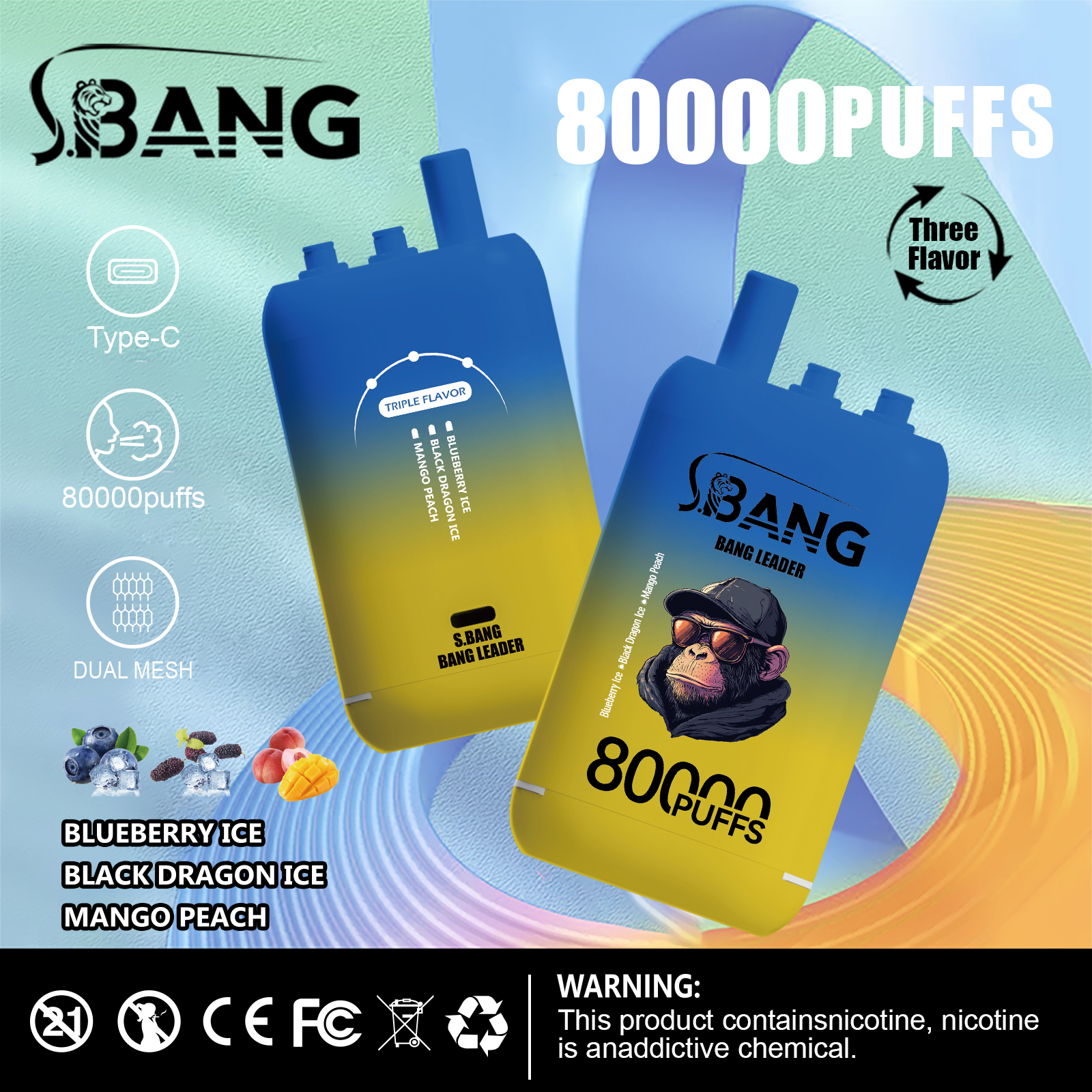 Bang Leader 80000 80K Puffs 3 in 1 Flavors Newest Original Rechargeable Disposable Vape - Image 27