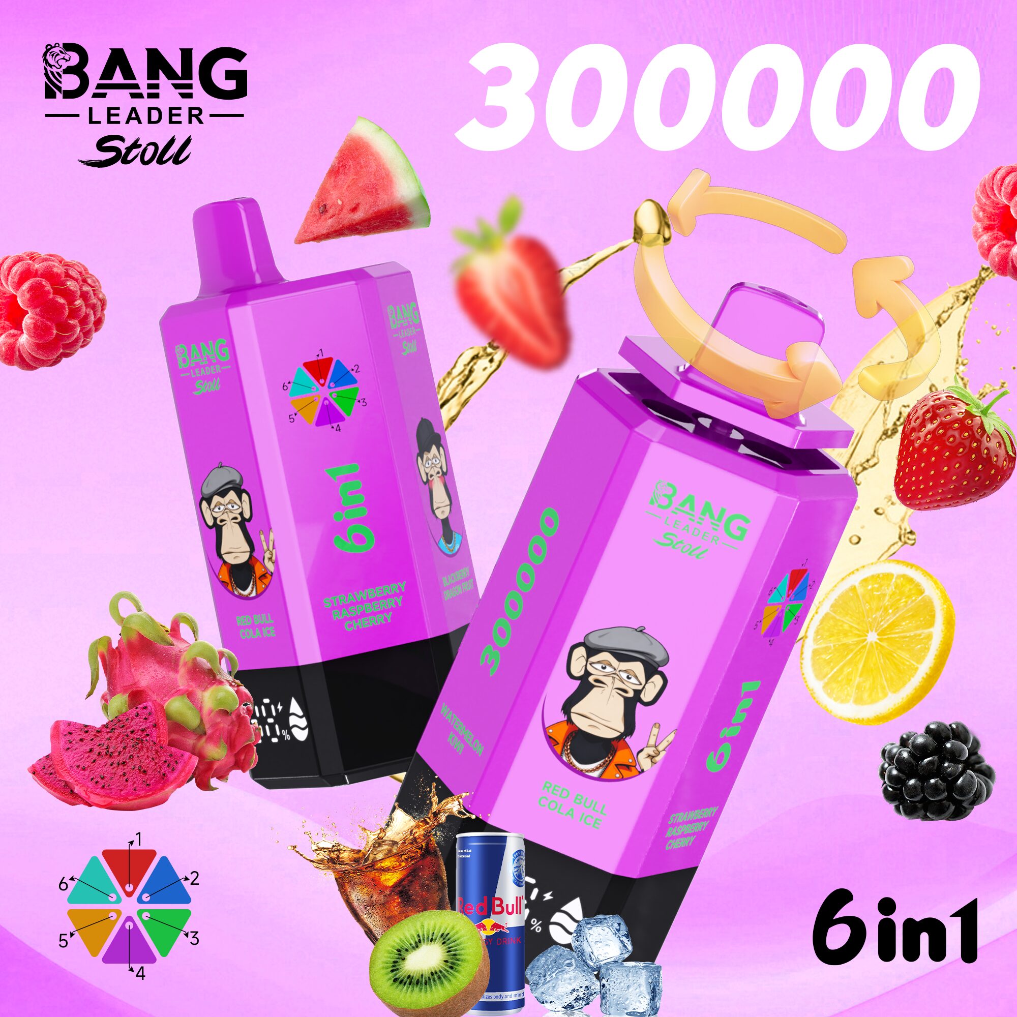 Bang Leader 300K 300000 Puffs 6-in-1 Flavors Rechargeable LED Display Disposable Vape - Image 13