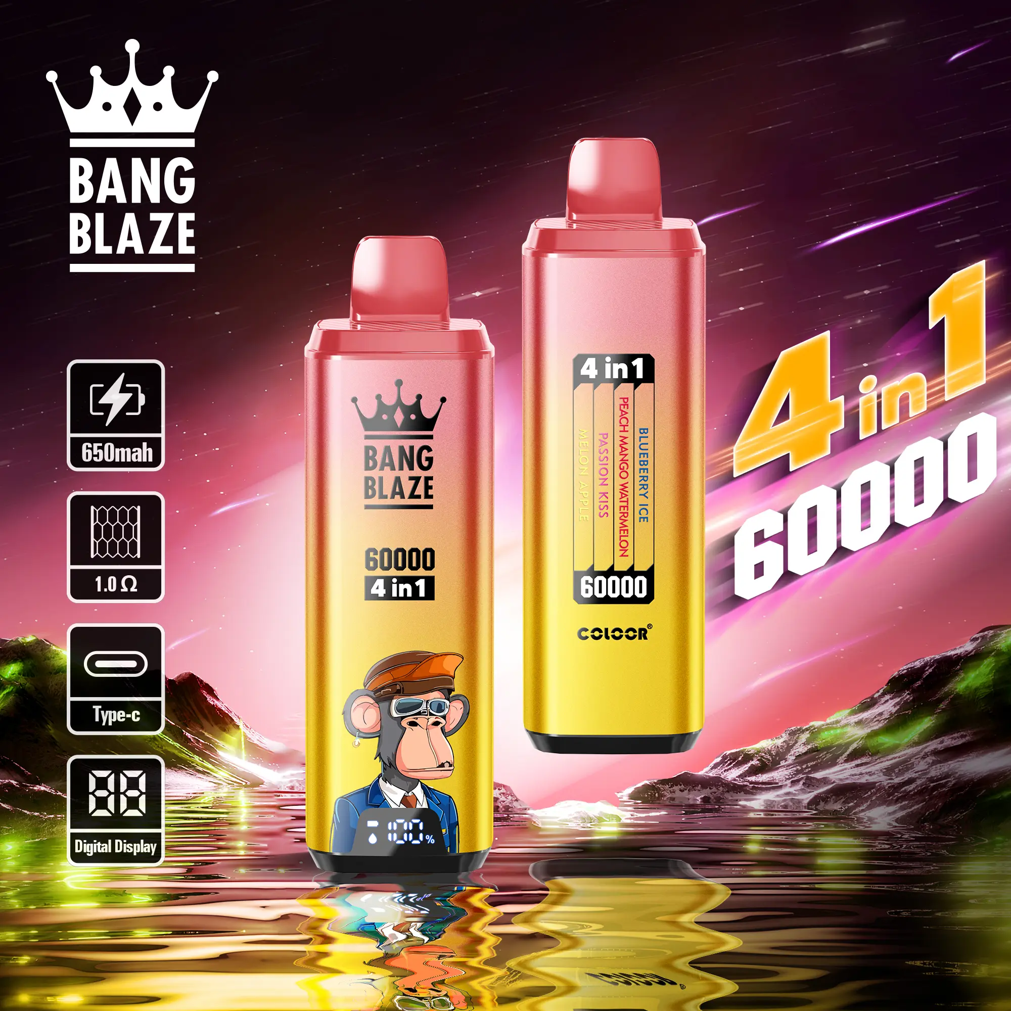 Bang Blaze 60000 60k Puffs 4 in 1 Flavors Newest Original Rechargeable LCD Display Disposable Vape - Image 26
